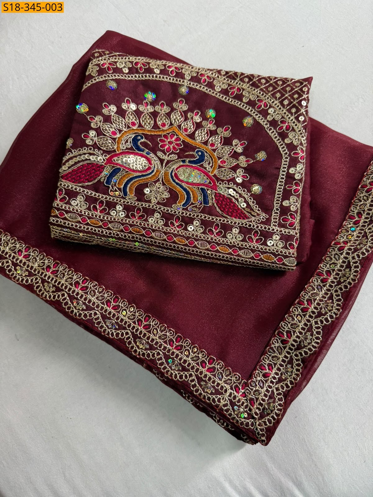 Maroon Fancy Star Georgette Saree