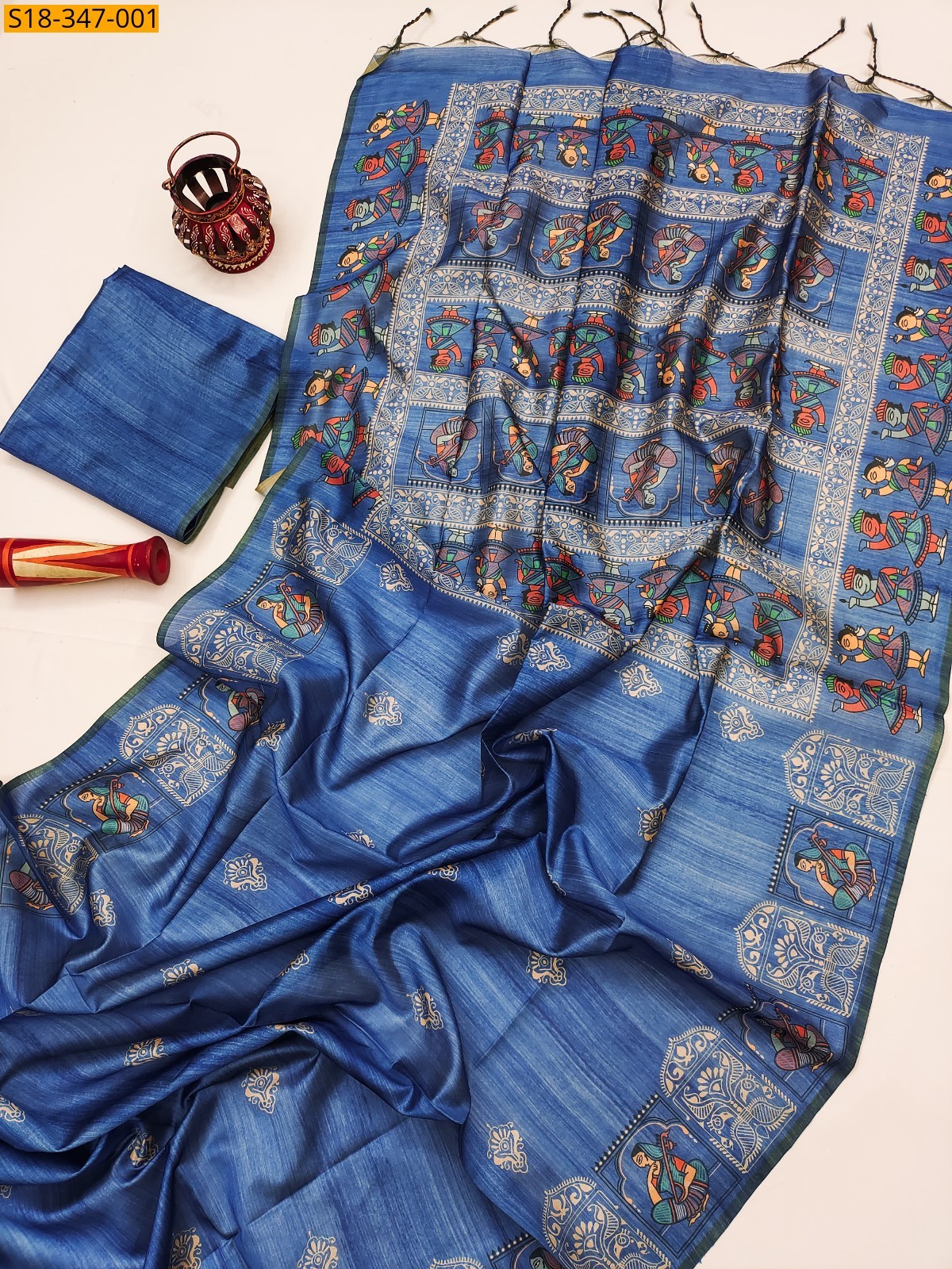 Blue Fancy Soft Tussar Silk Saree