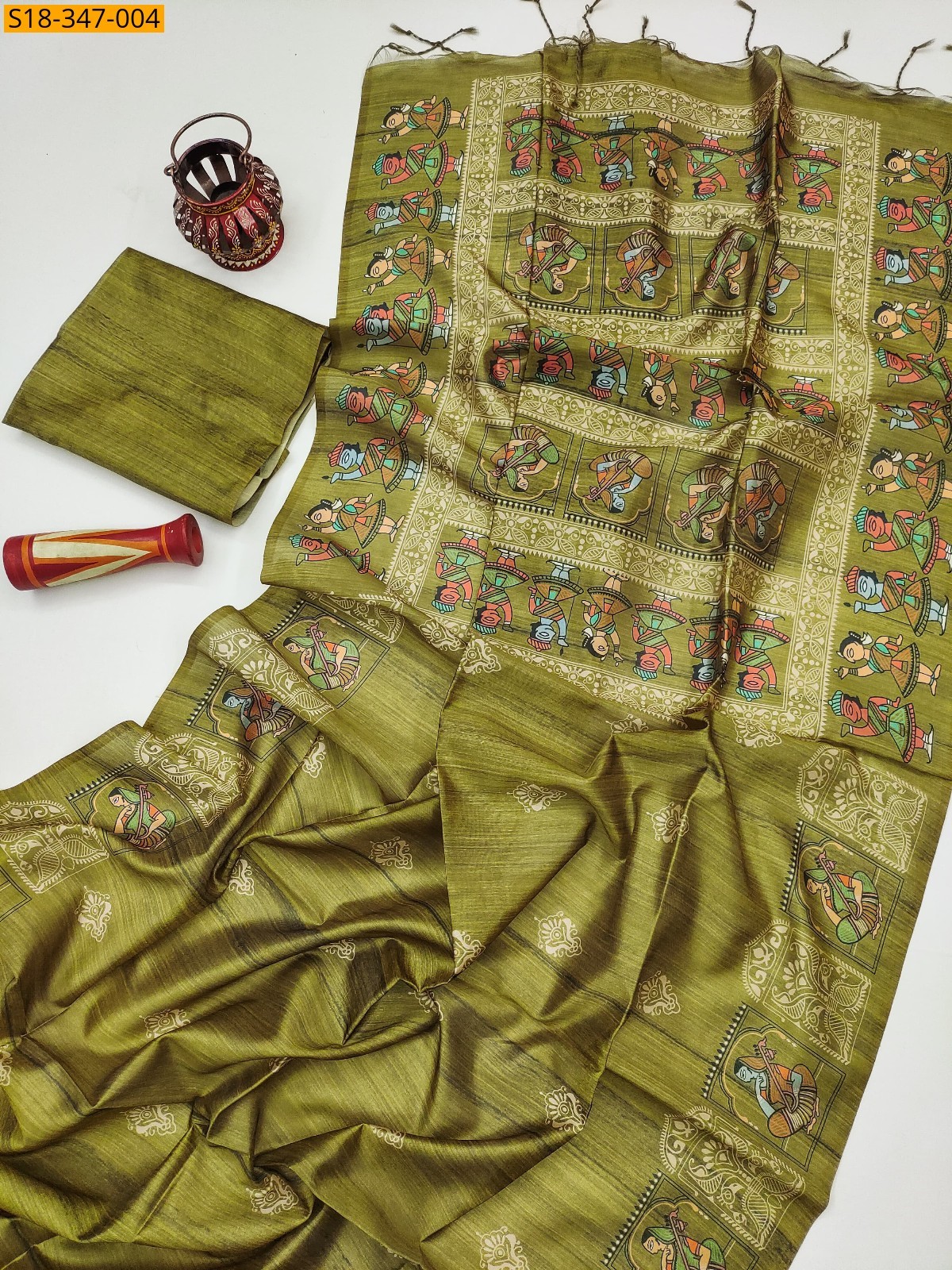 Green Fancy Soft Tussar Silk Saree