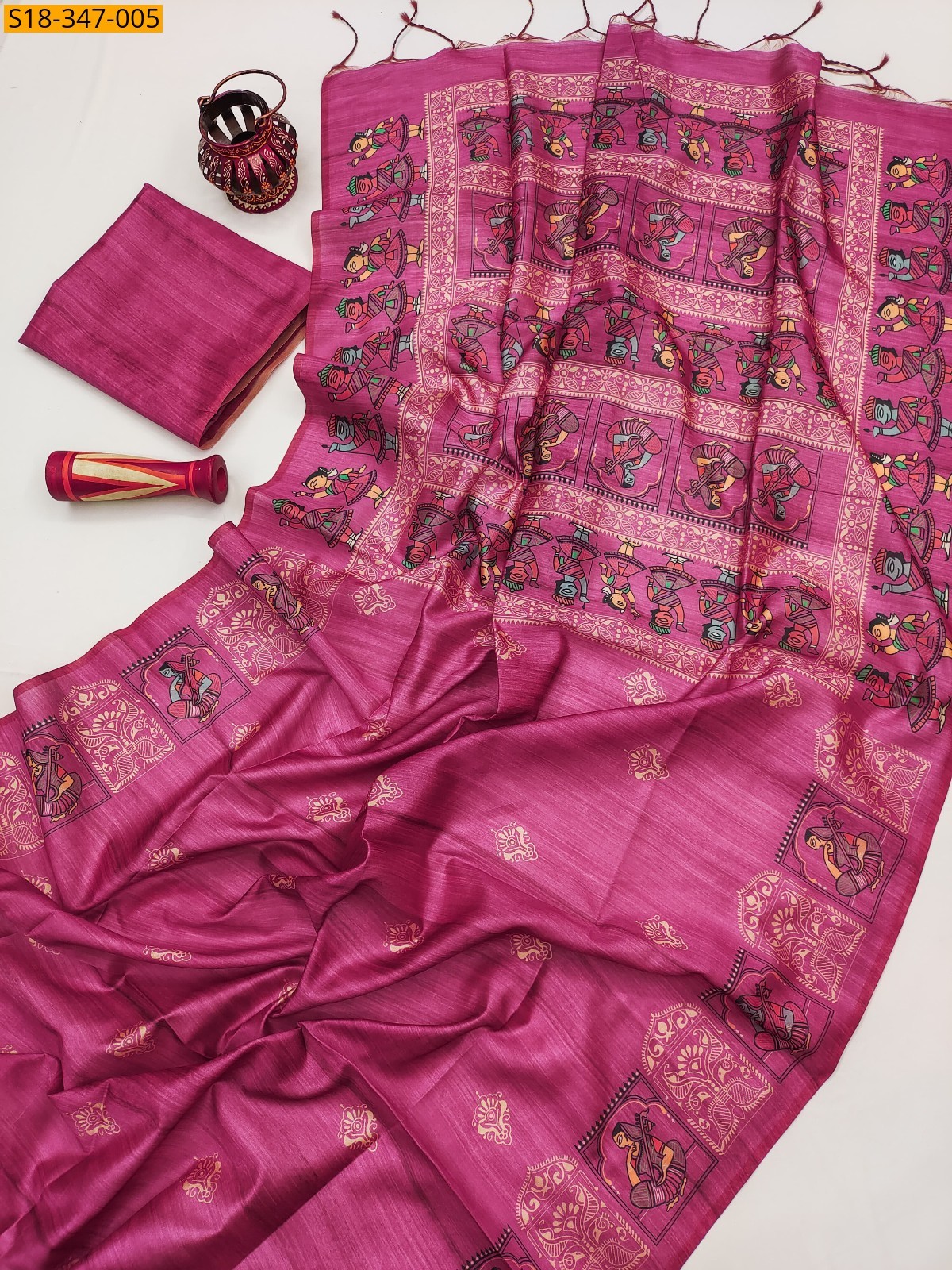 Pink Fancy Soft Tussar Silk Saree