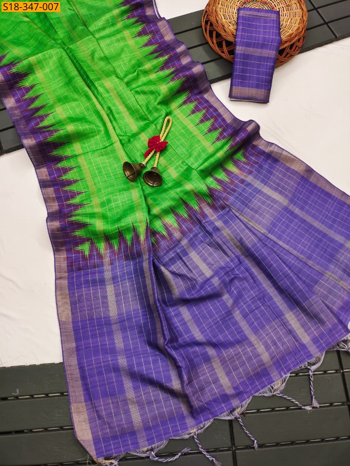 Green Fancy Soft Tussar Silk Saree