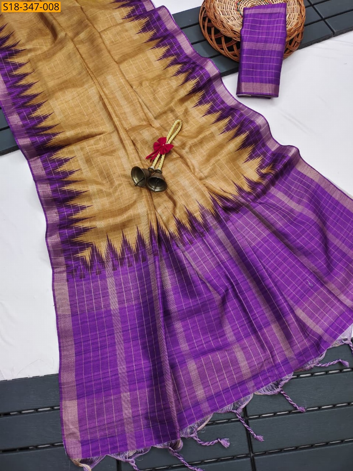 Mustard Fancy Soft Tussar Silk Saree