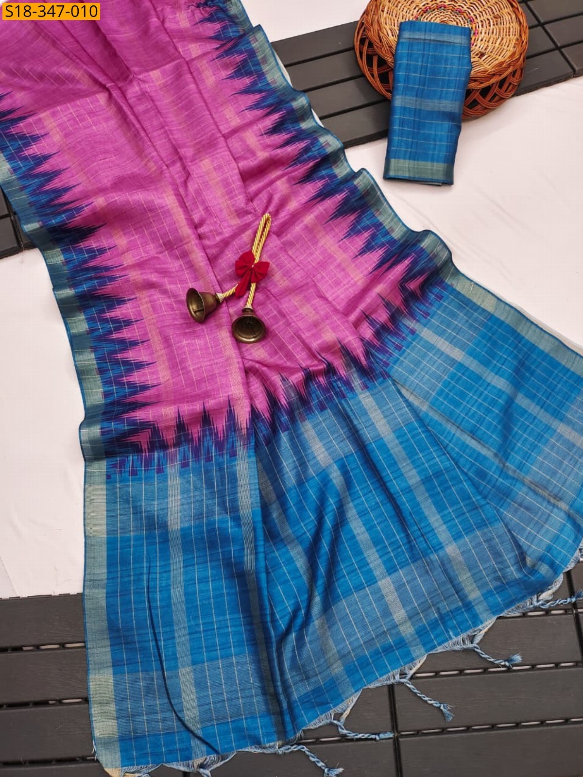 Pink Fancy Soft Tussar Silk Saree