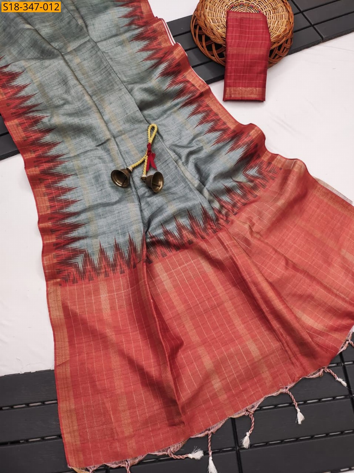 Grey Fancy Soft Tussar Silk Saree