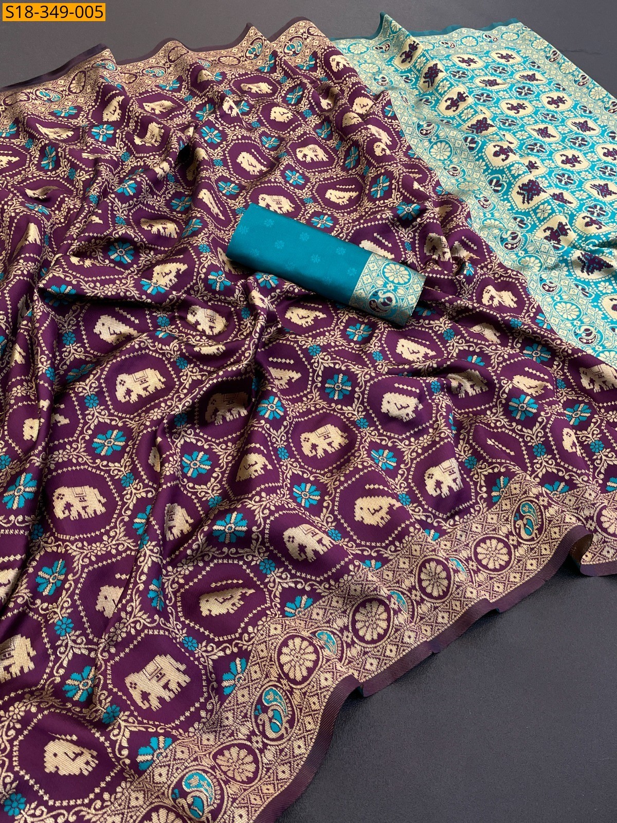 Wine Fancy Banarasi Soft Silk Saree