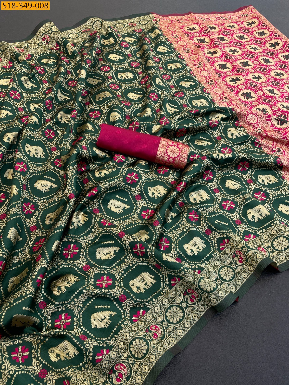 Green Fancy Banarasi Soft Silk Saree