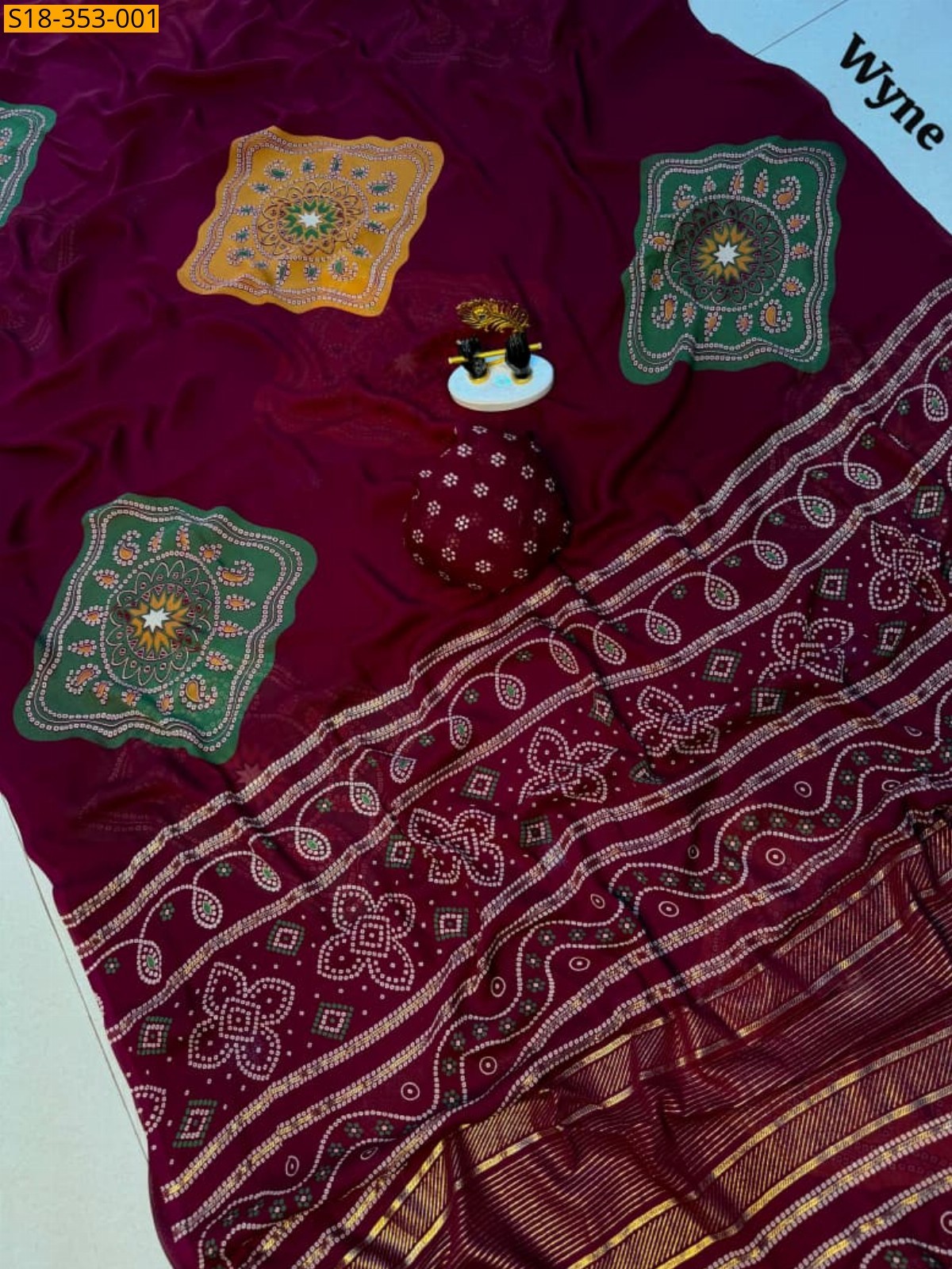 Wine Fancy Georgette Saree