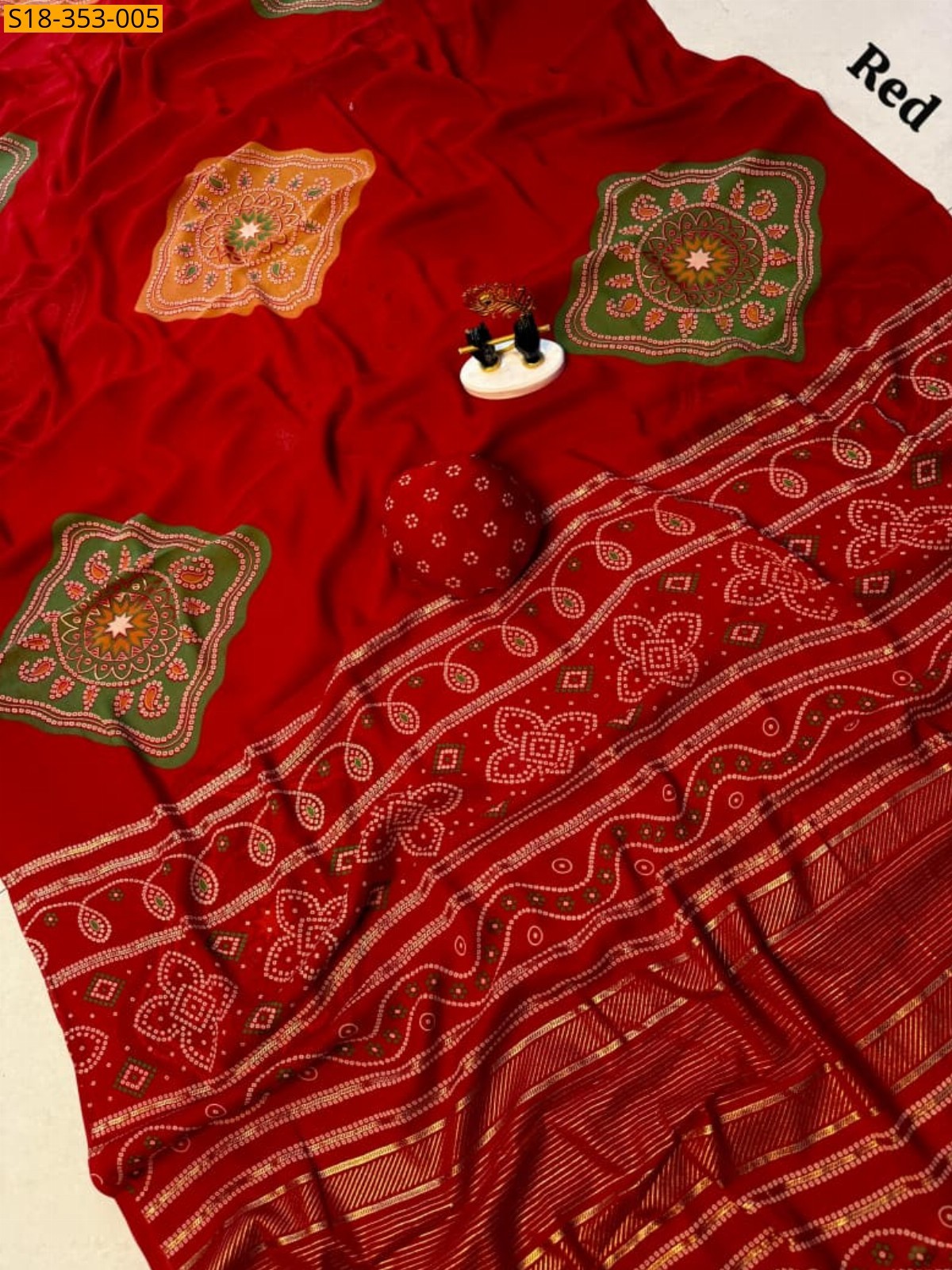 Red Fancy Georgette Saree