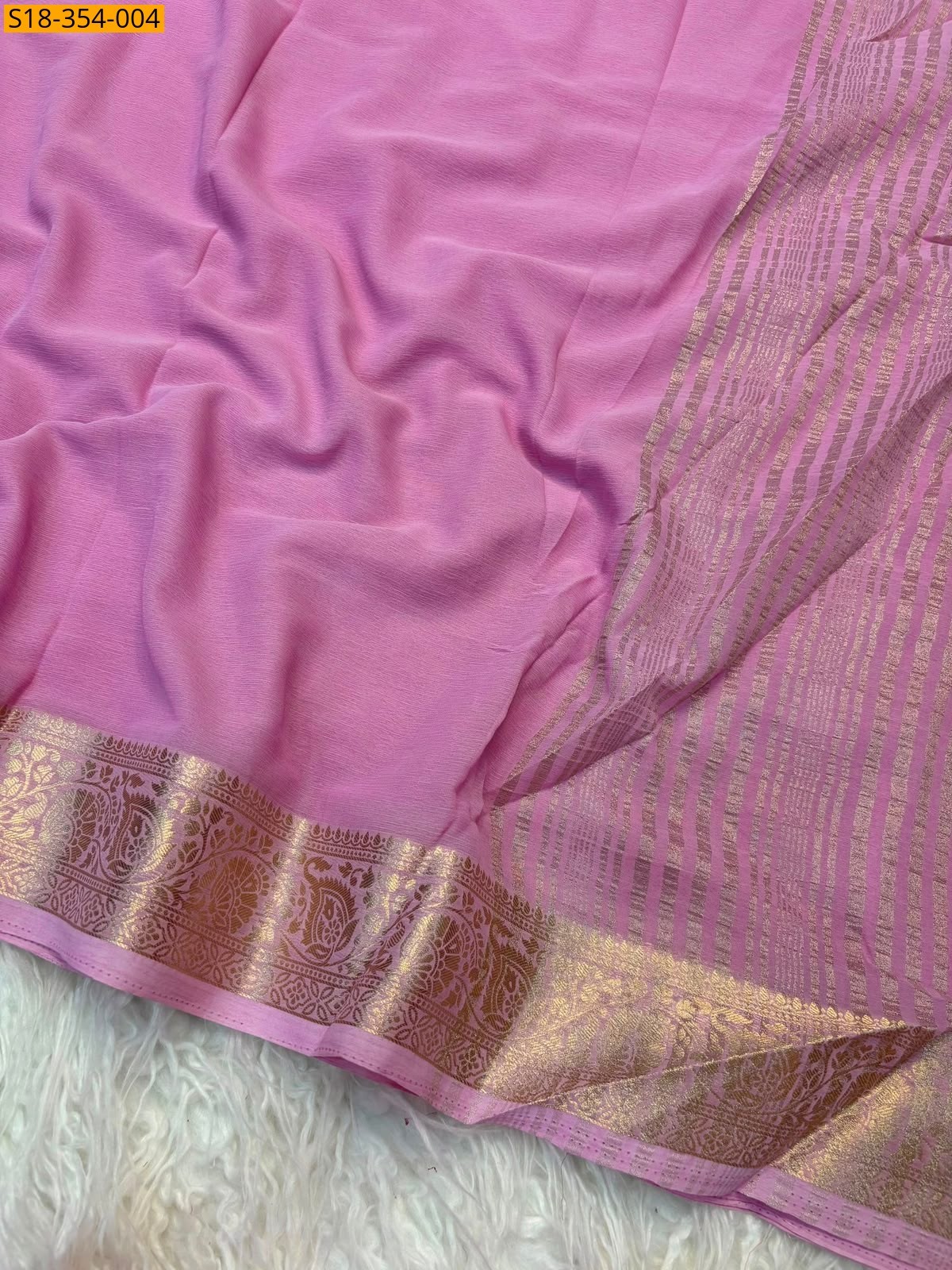 Pink Fancy Viscose Georgette Crepe Saree