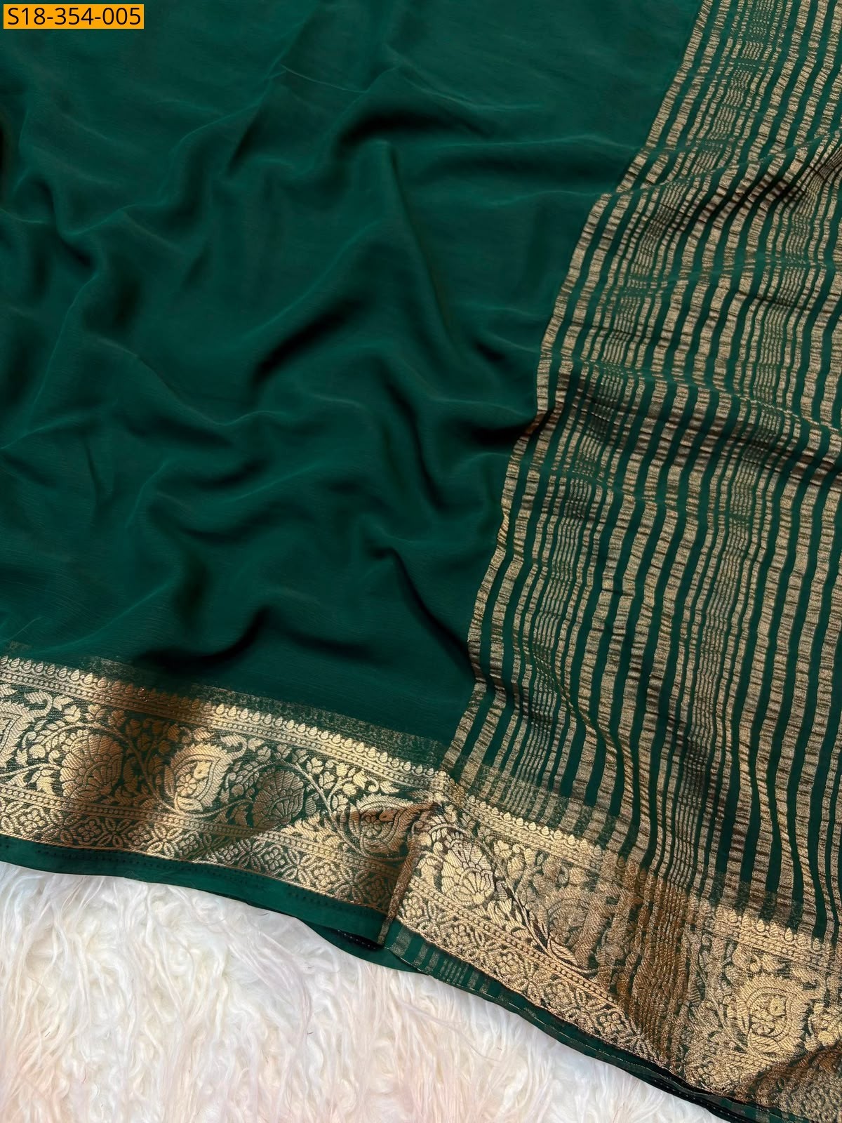 Green Fancy Viscose Georgette Crepe Saree