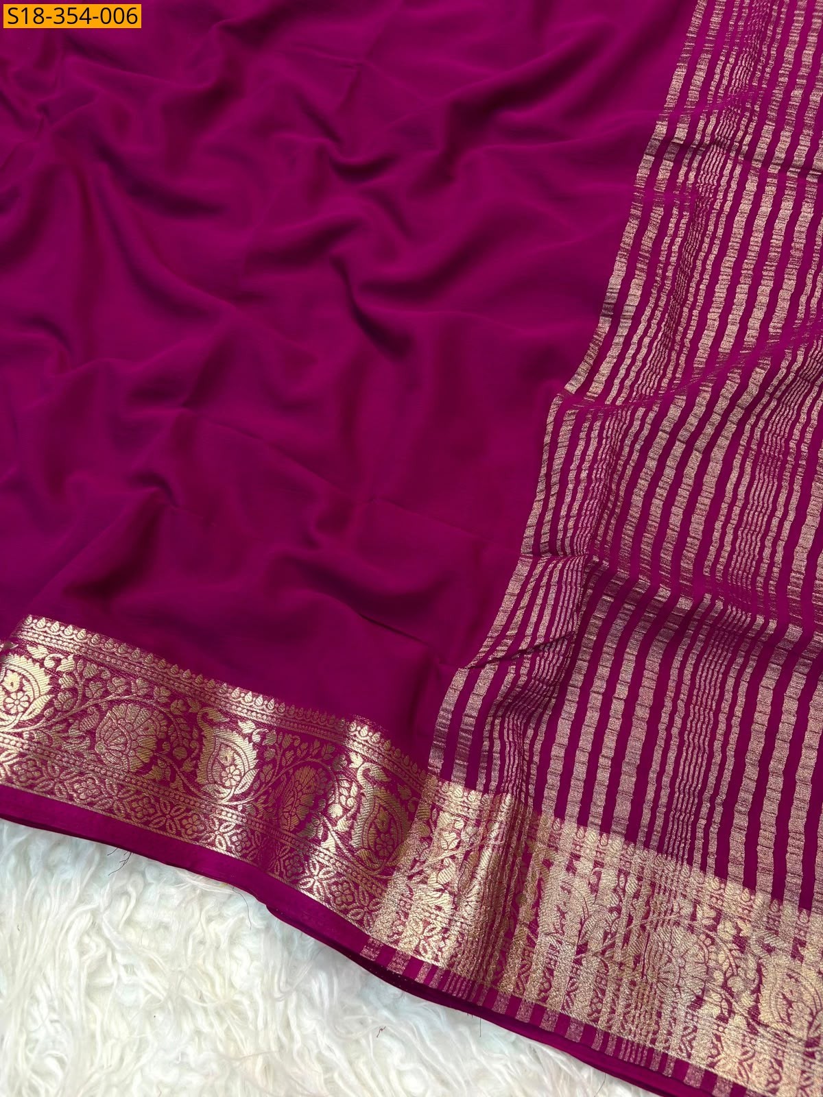 Rani Pink Fancy Viscose Georgette Crepe Saree
