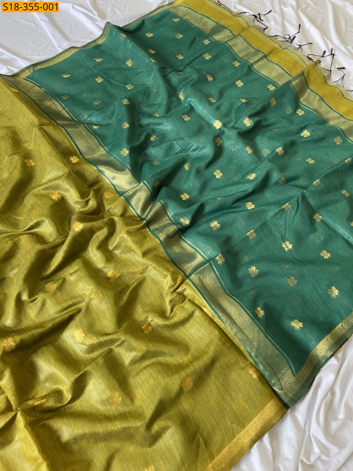 Green Fancy Maheswari Cotton Silk Saree