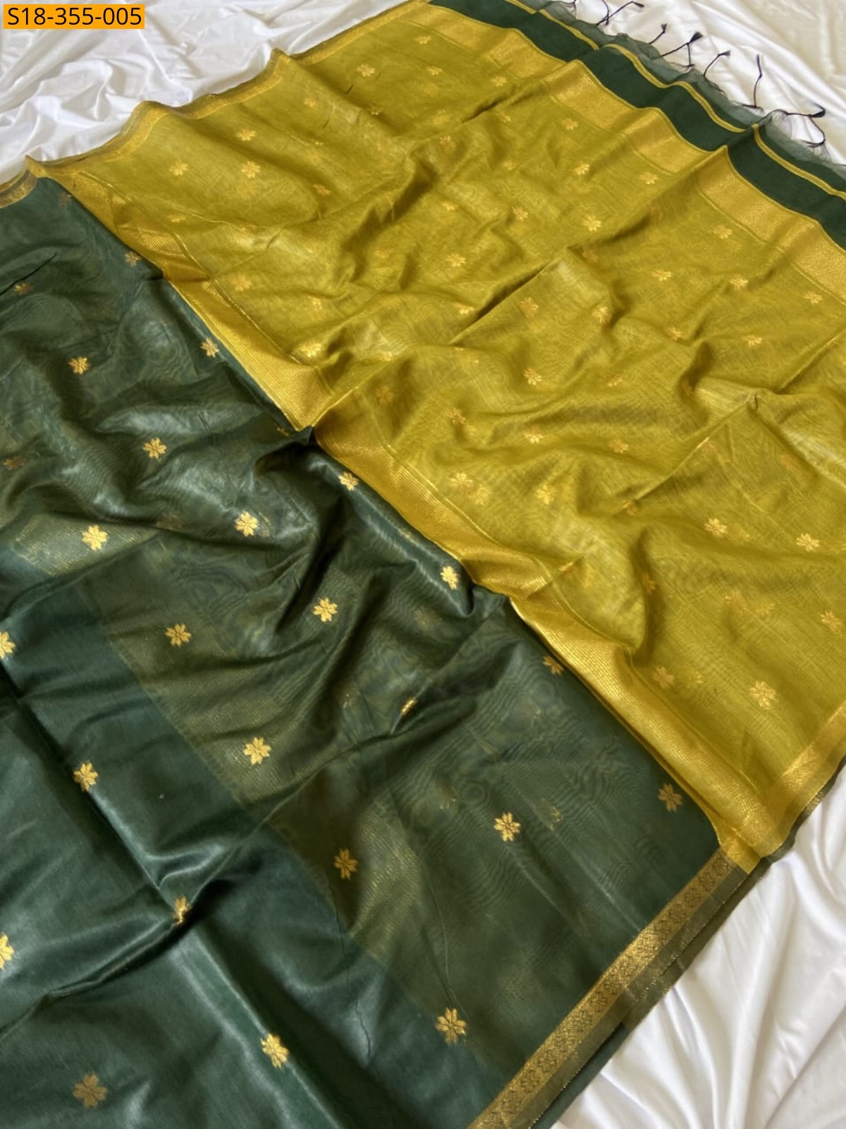 Green Fancy Maheswari Cotton Silk Saree