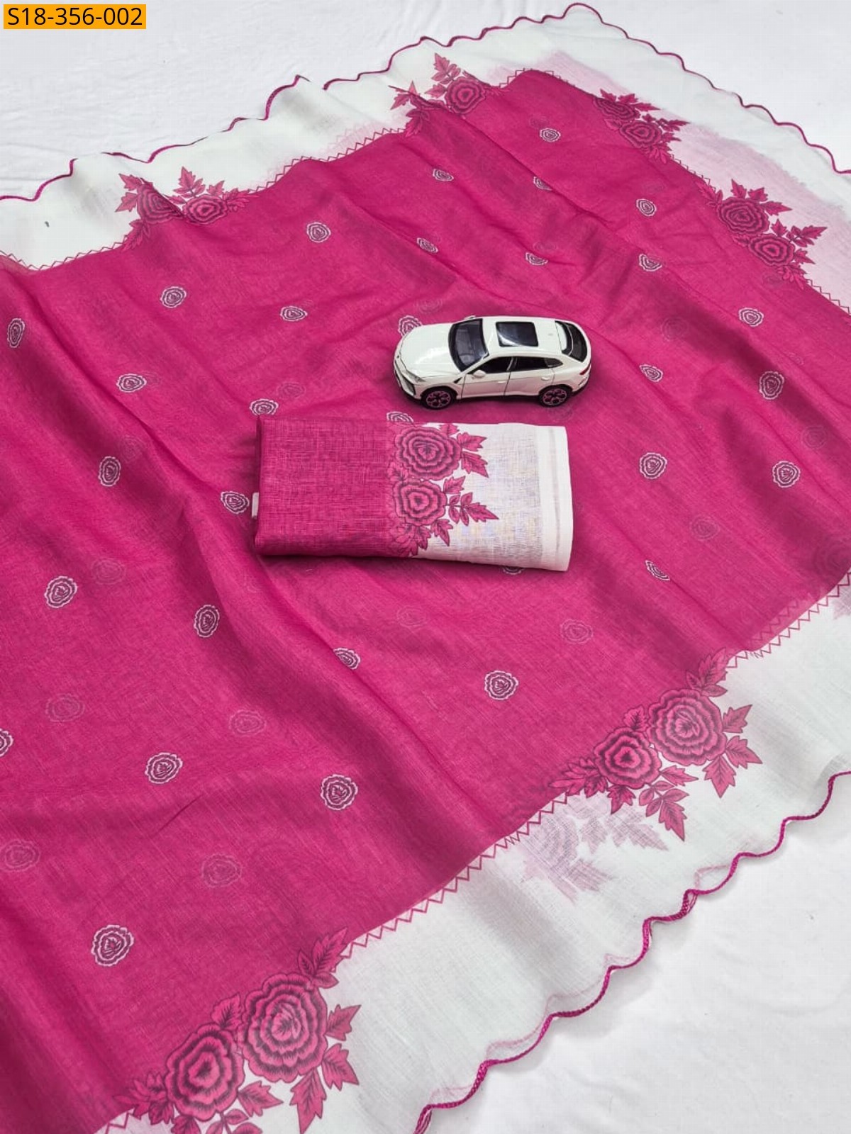 Pink Fancy Linen Digital printed Saree