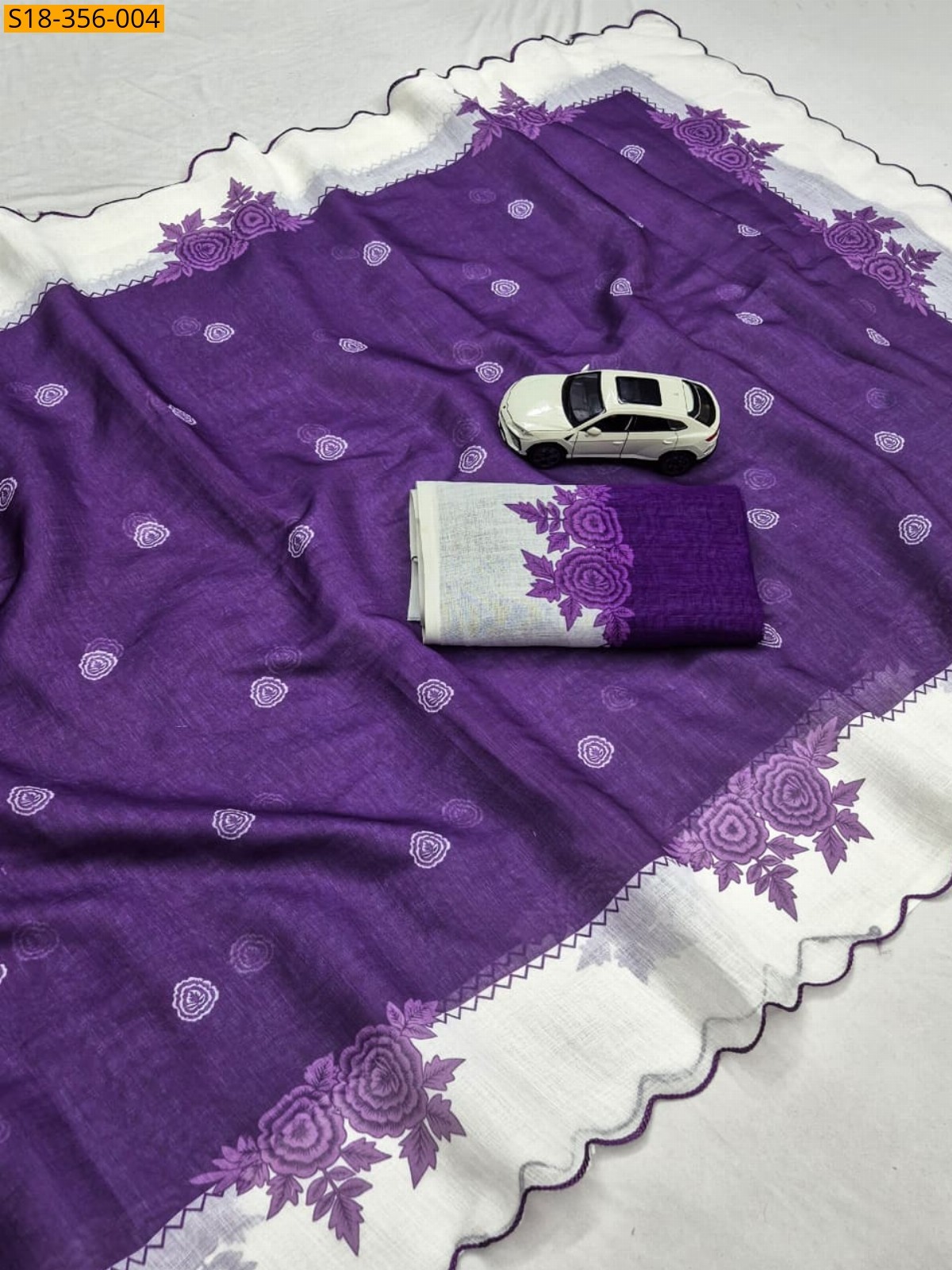 Violet Fancy Linen Digital printed Saree
