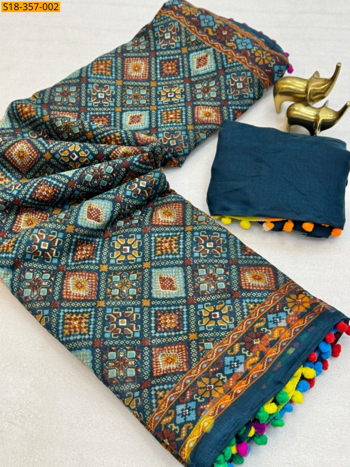 Blue Fancy Soft Mulmul Cotton Saree