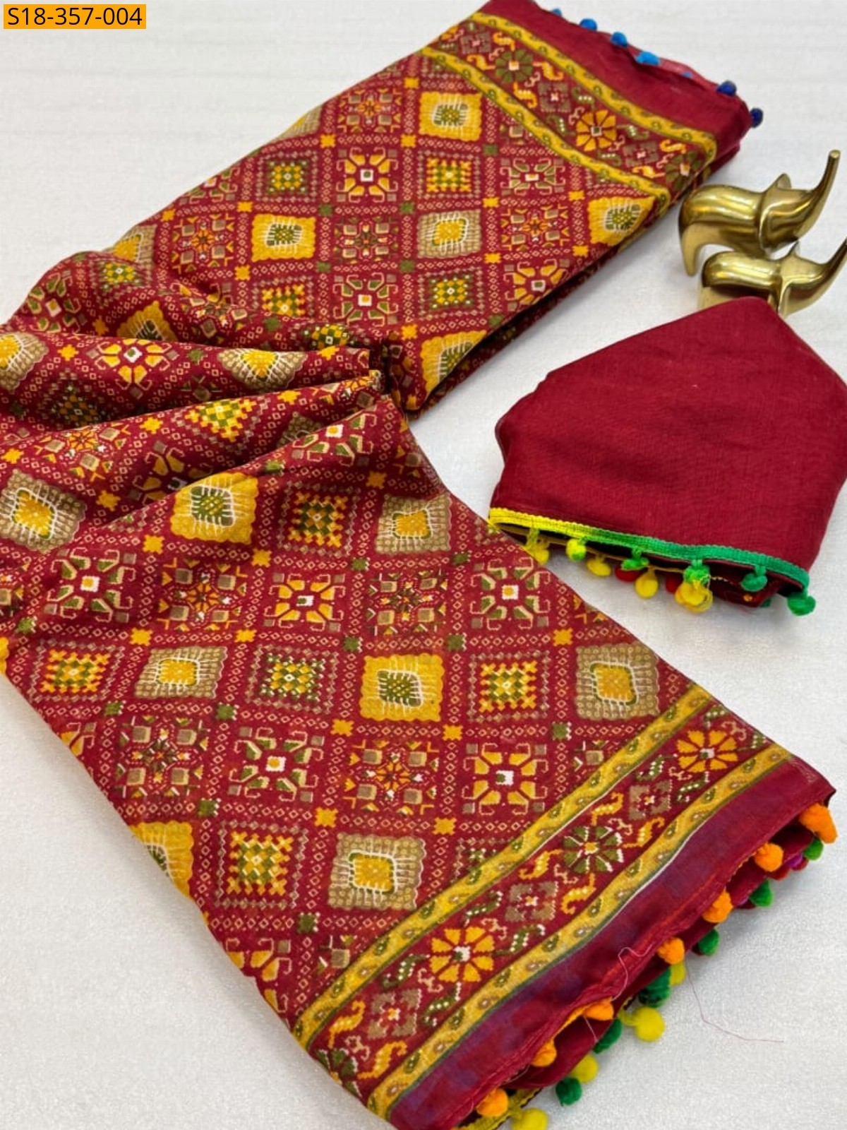 Orange Fancy Soft Mulmul Cotton Saree