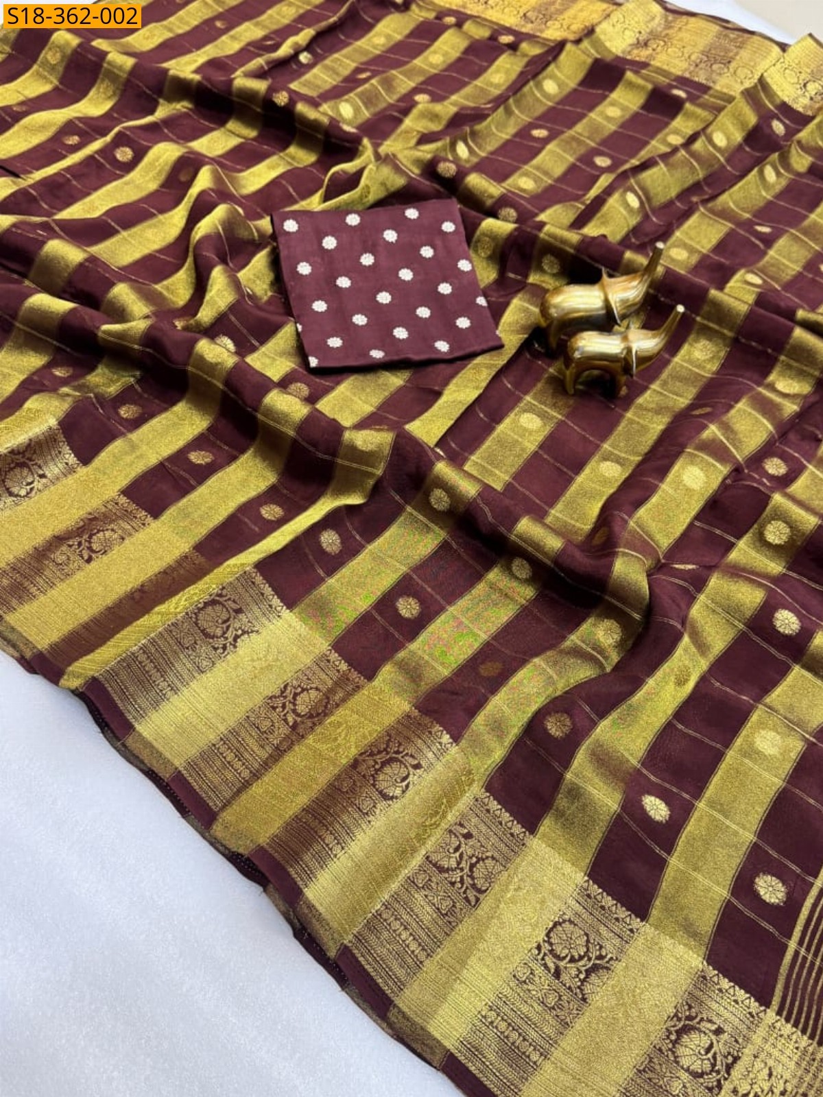 Choco Brown Fancy Viscose Soft Malai Silk Saree