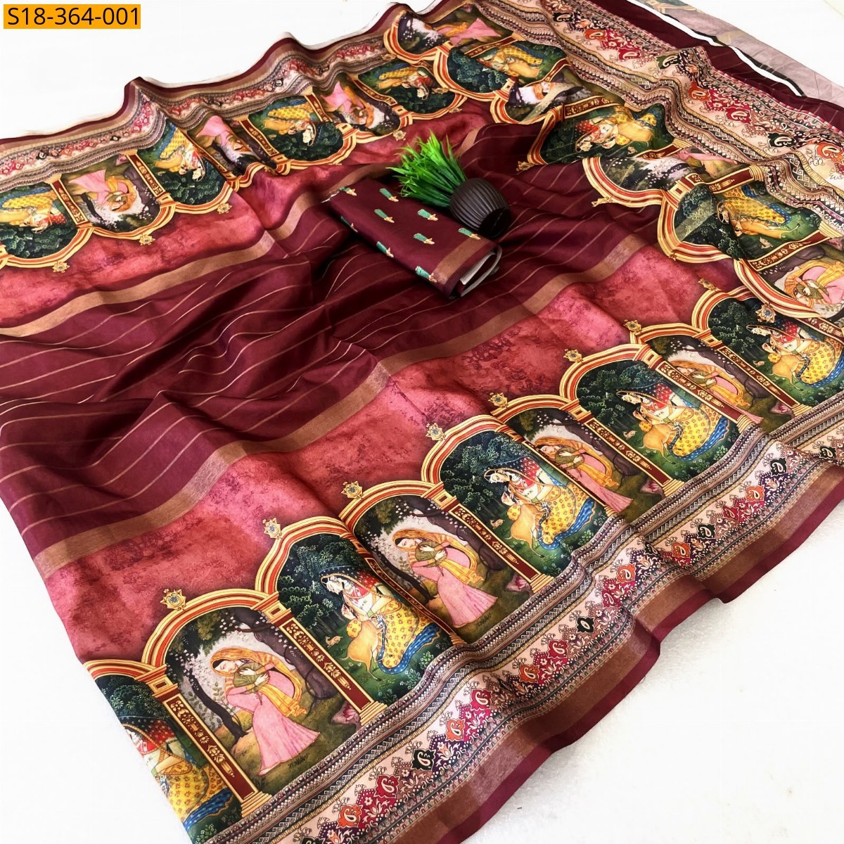 Maroon Fancy Dola Silk Saree