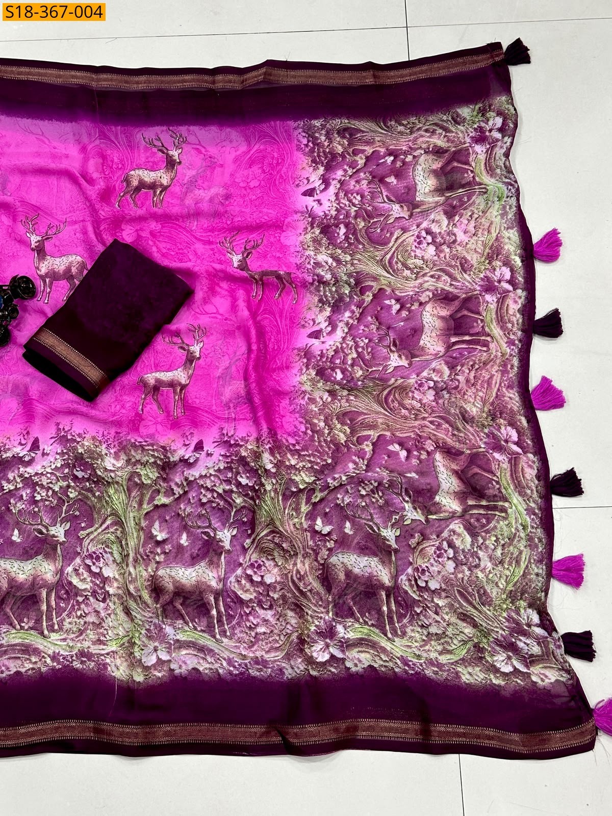 Pink Fancy Georgette Saree