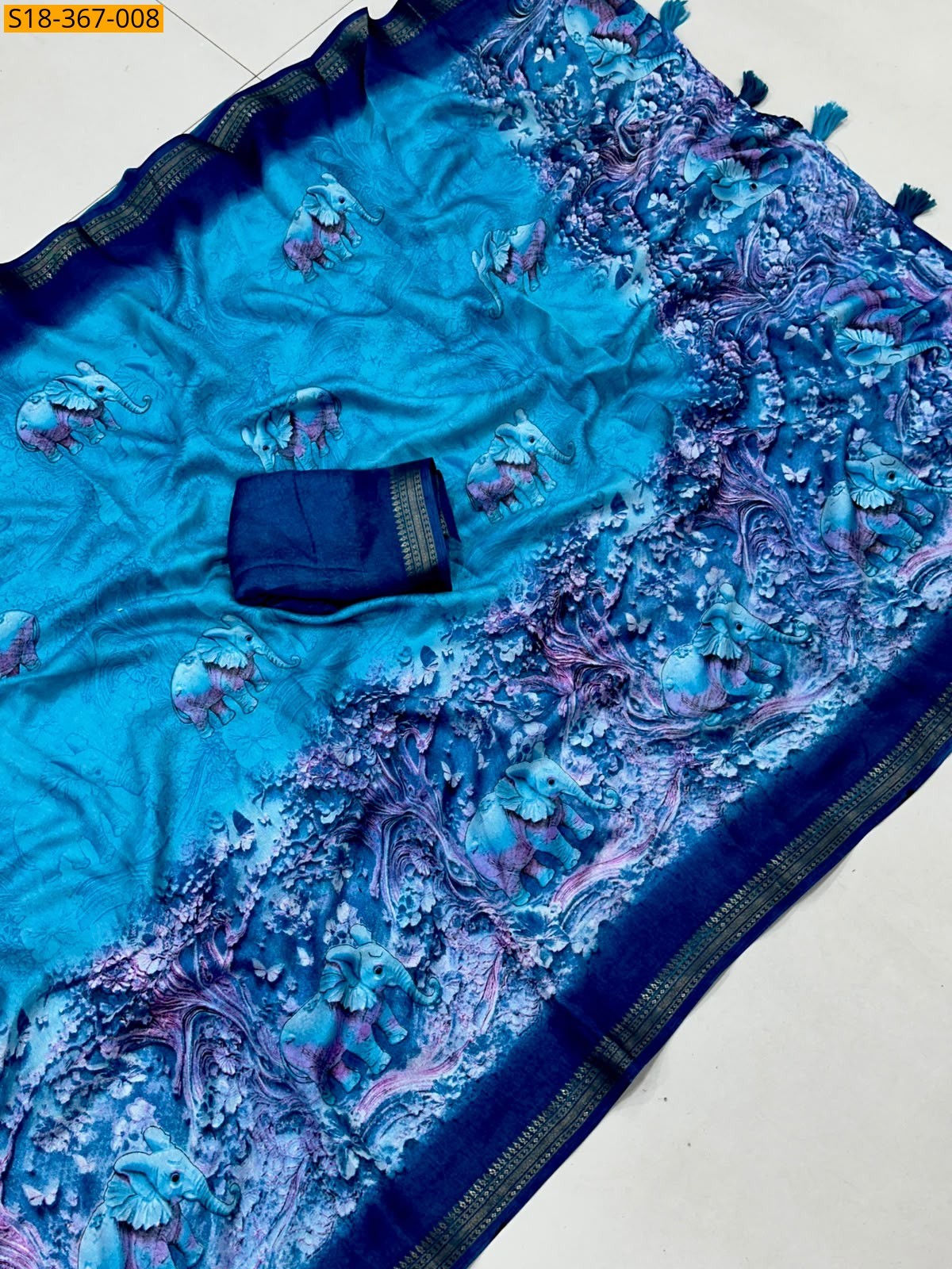 Blue Fancy Georgette Saree