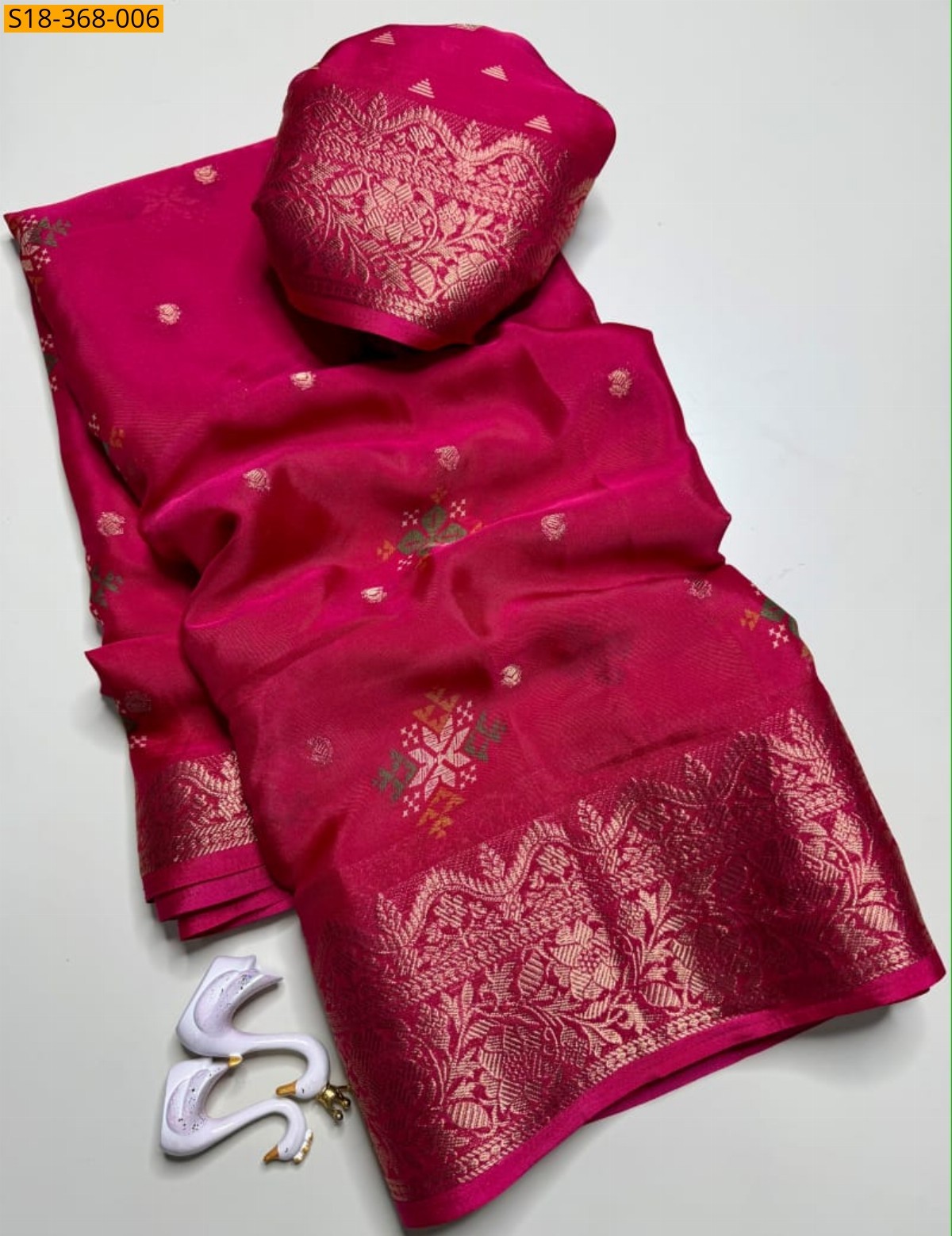 Pink Fancy Italian Crape Silk Saree