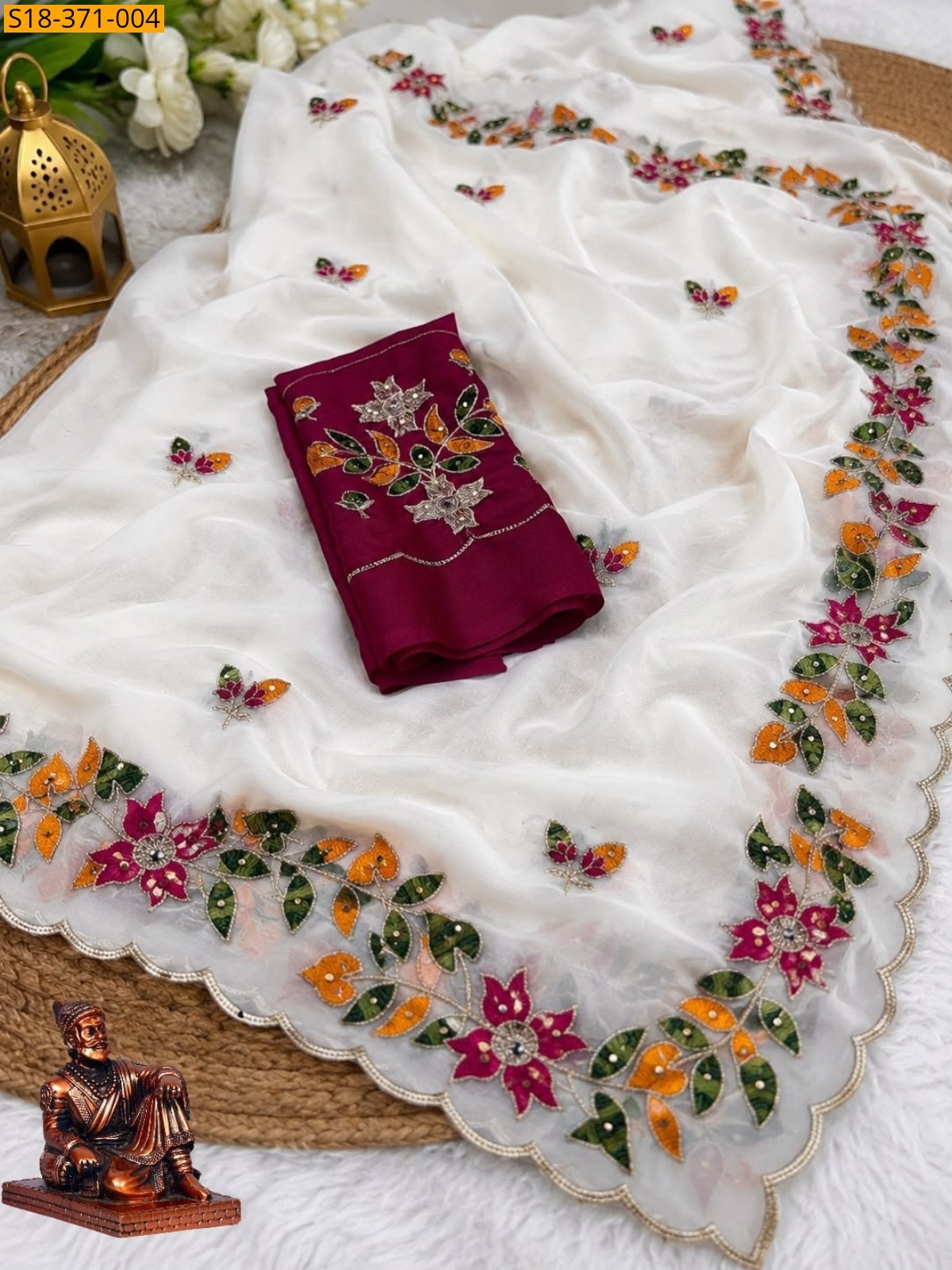 White Fancy Star Georgette Saree