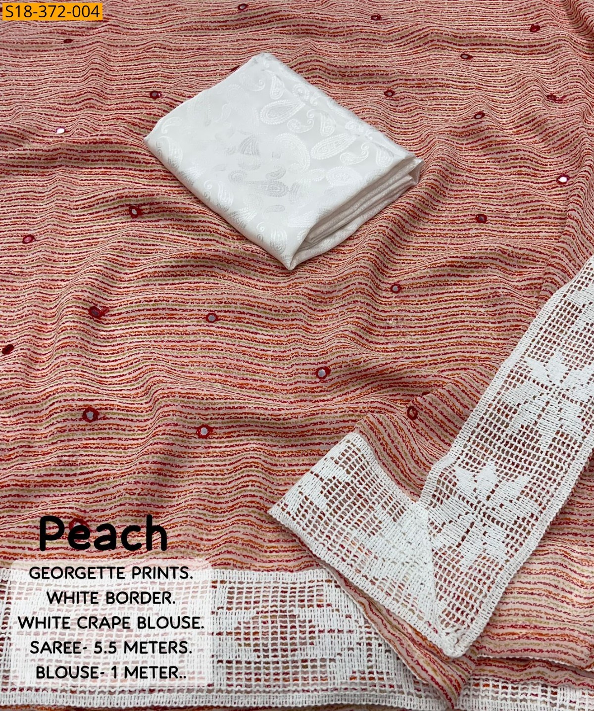 Peach Fancy Georgette Saree
