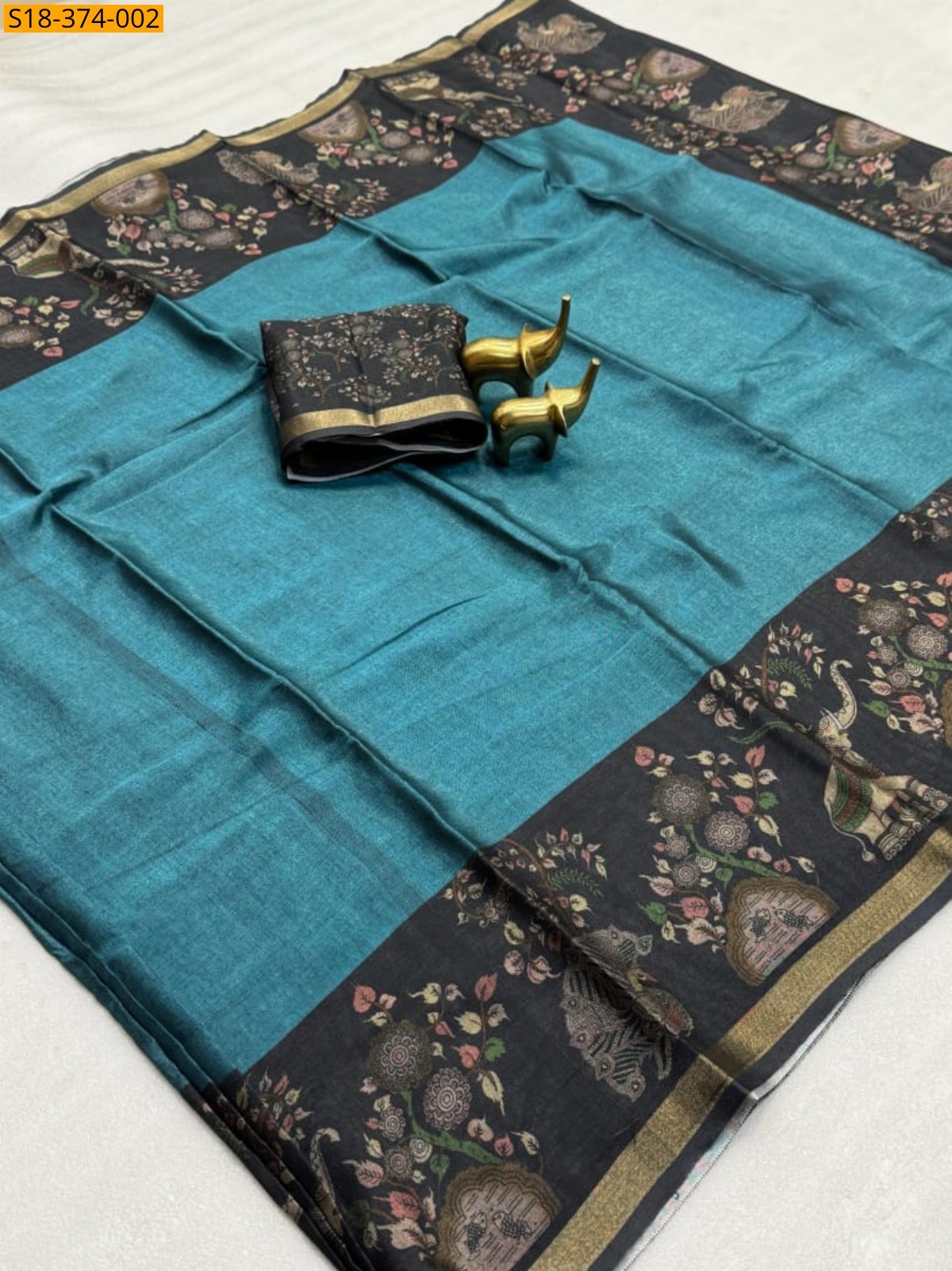 Blue Fancy Gathan Silk Saree