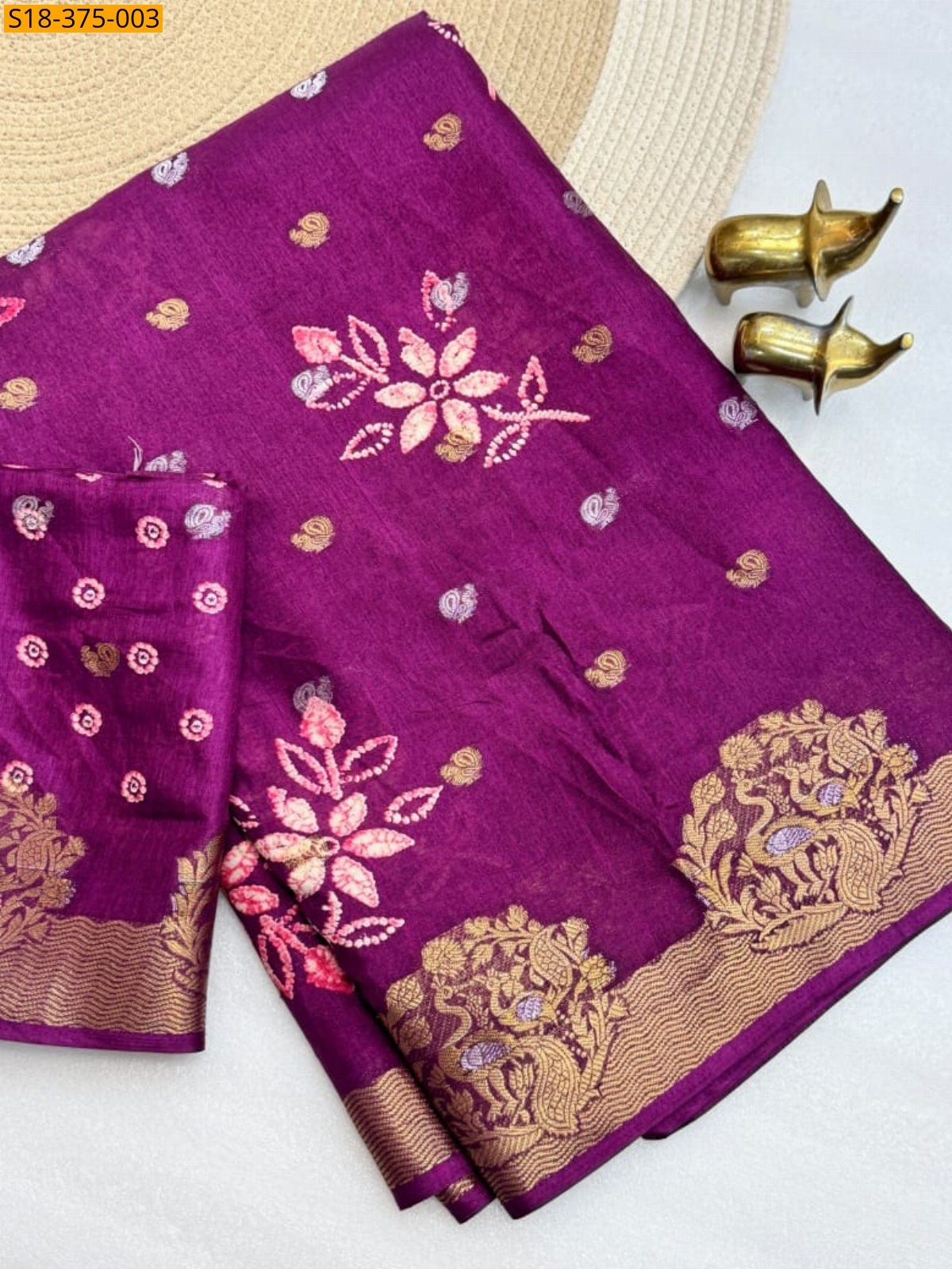 Rani Pink Fancy Soft Dola Print Saree