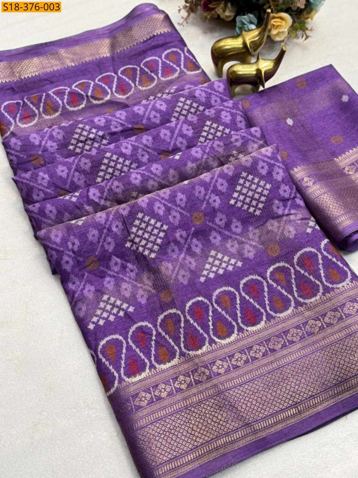 Lavendar Fancy Soft Cotton Saree