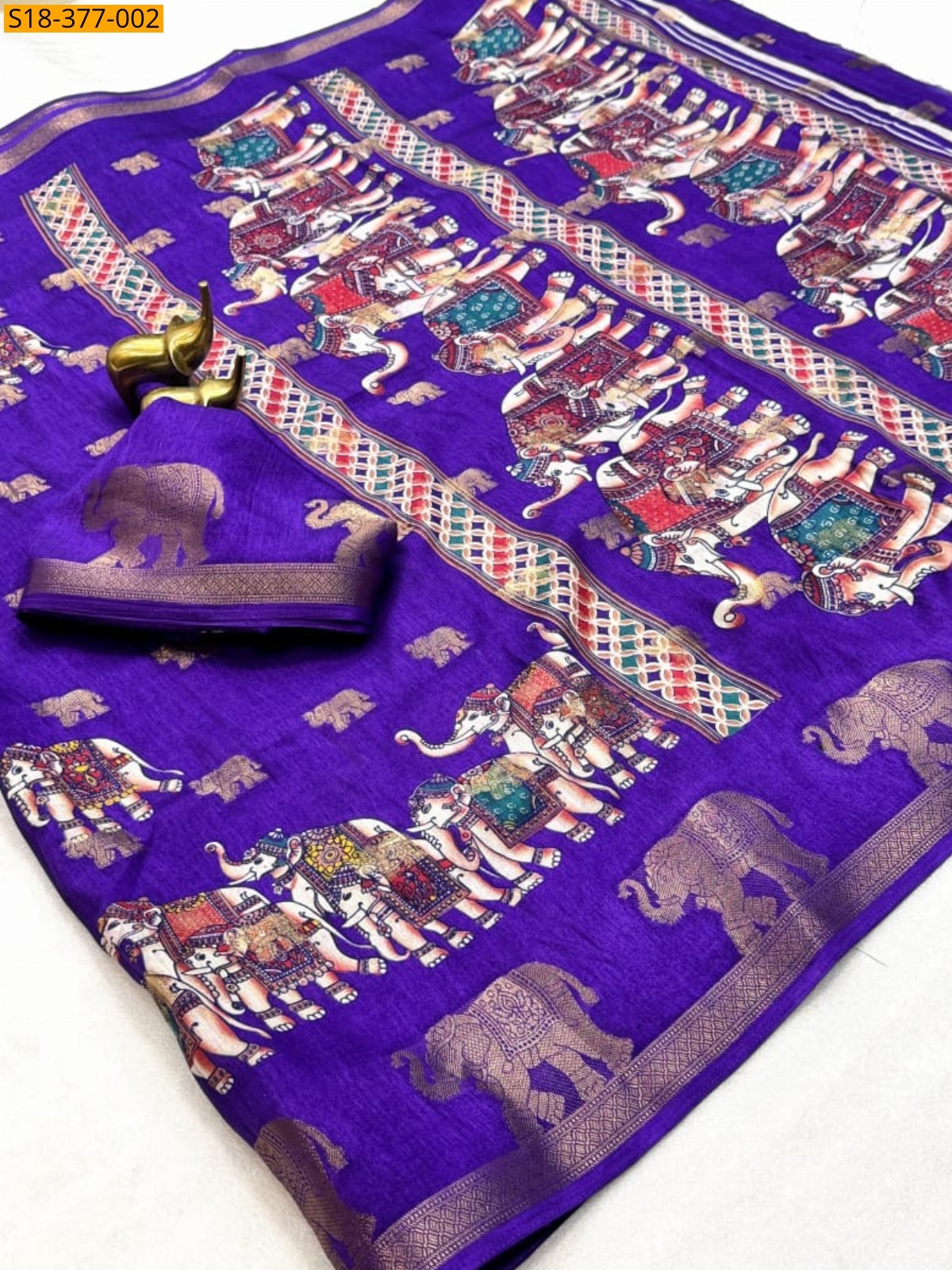 Violet Fancy Soft Dola Tanjore Saree