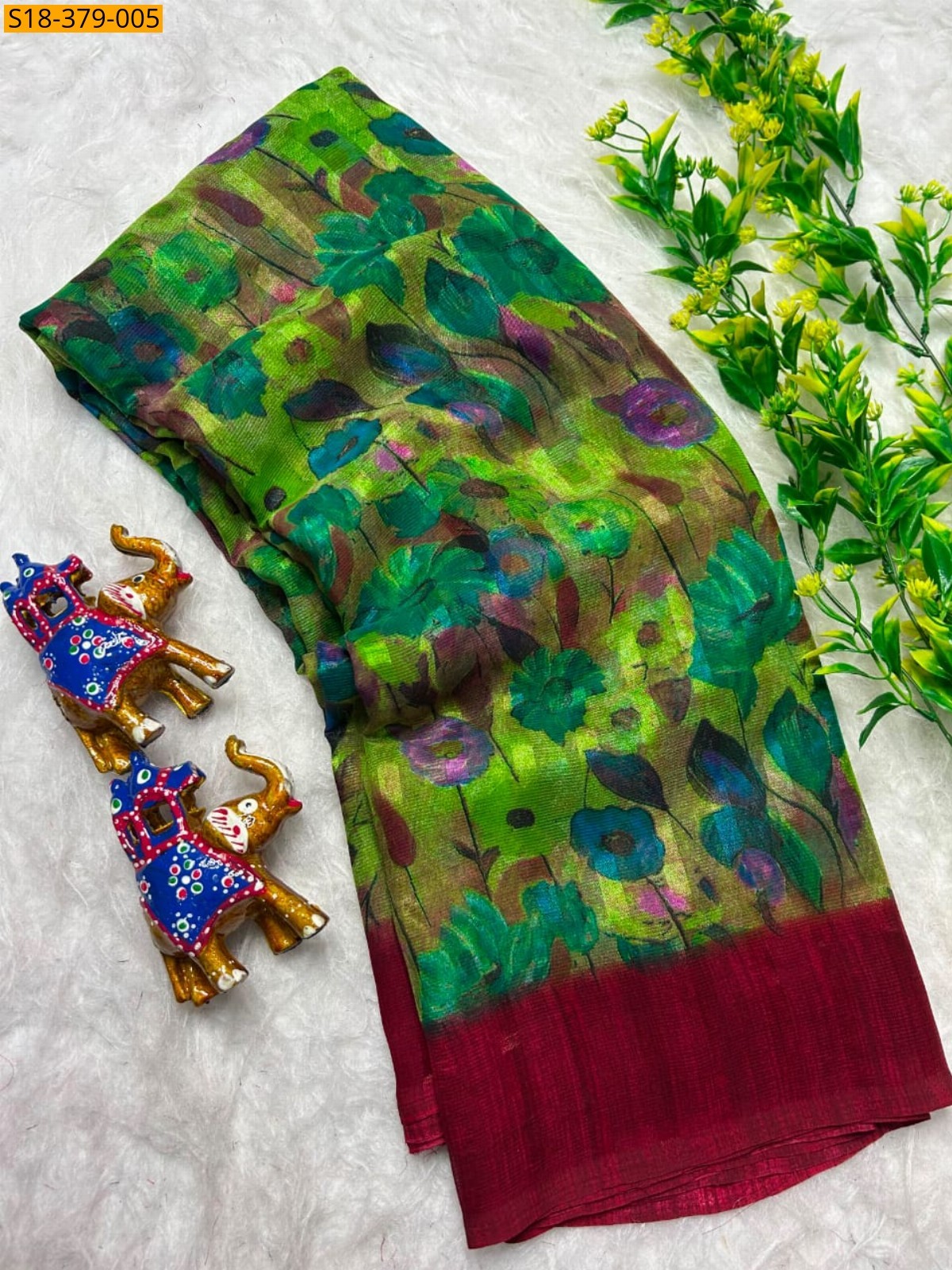 Green Fancy Chiffon Saree