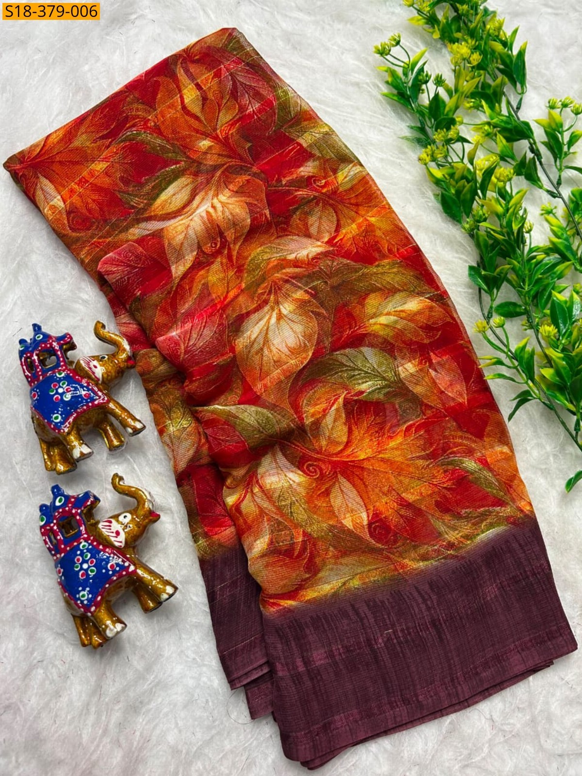 Orange Fancy Chiffon Saree