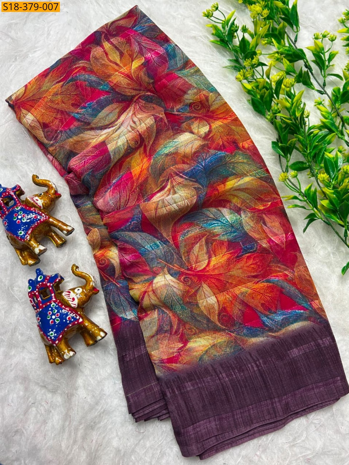 Orange Fancy Chiffon Saree