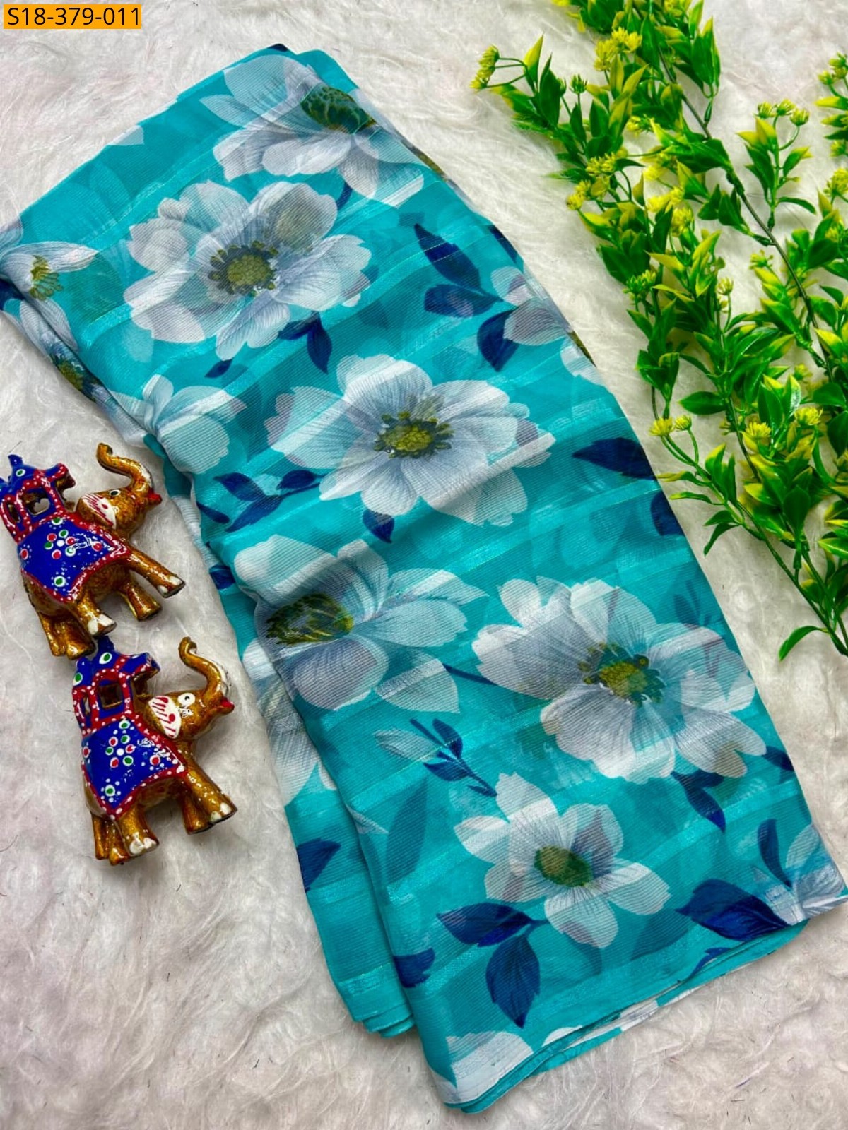 Blue Fancy Chiffon Saree