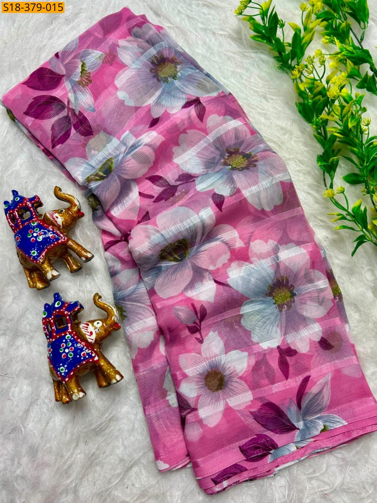 Pink Fancy Chiffon Saree