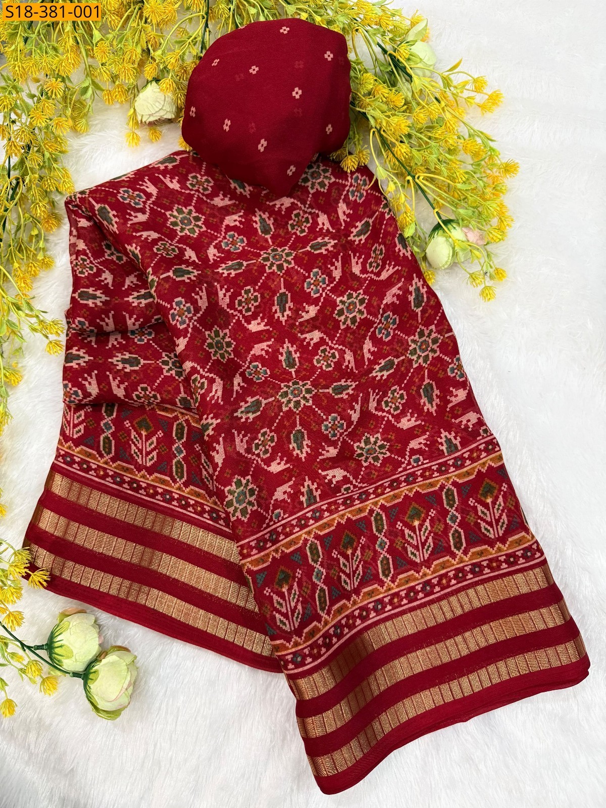 Dark Red Fancy Marshmellow Saree