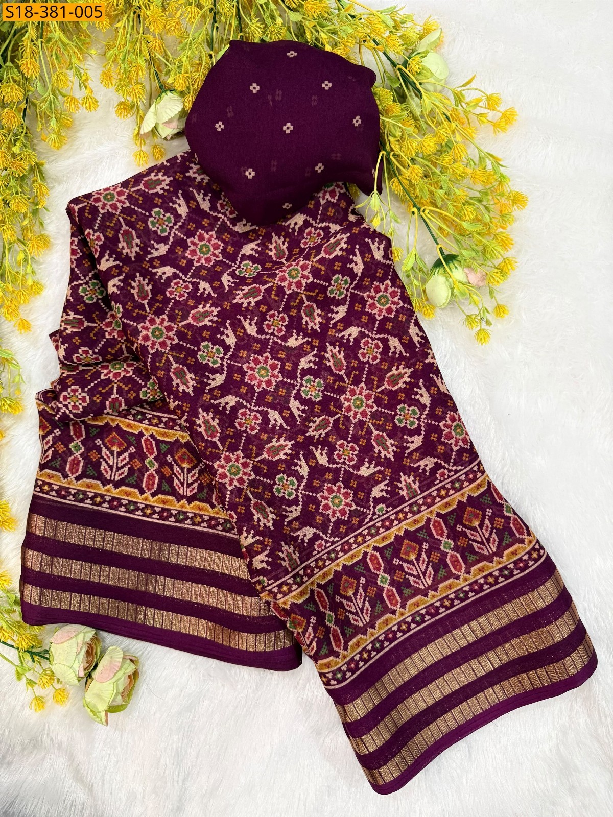 Wine Fancy Marshmellow Saree