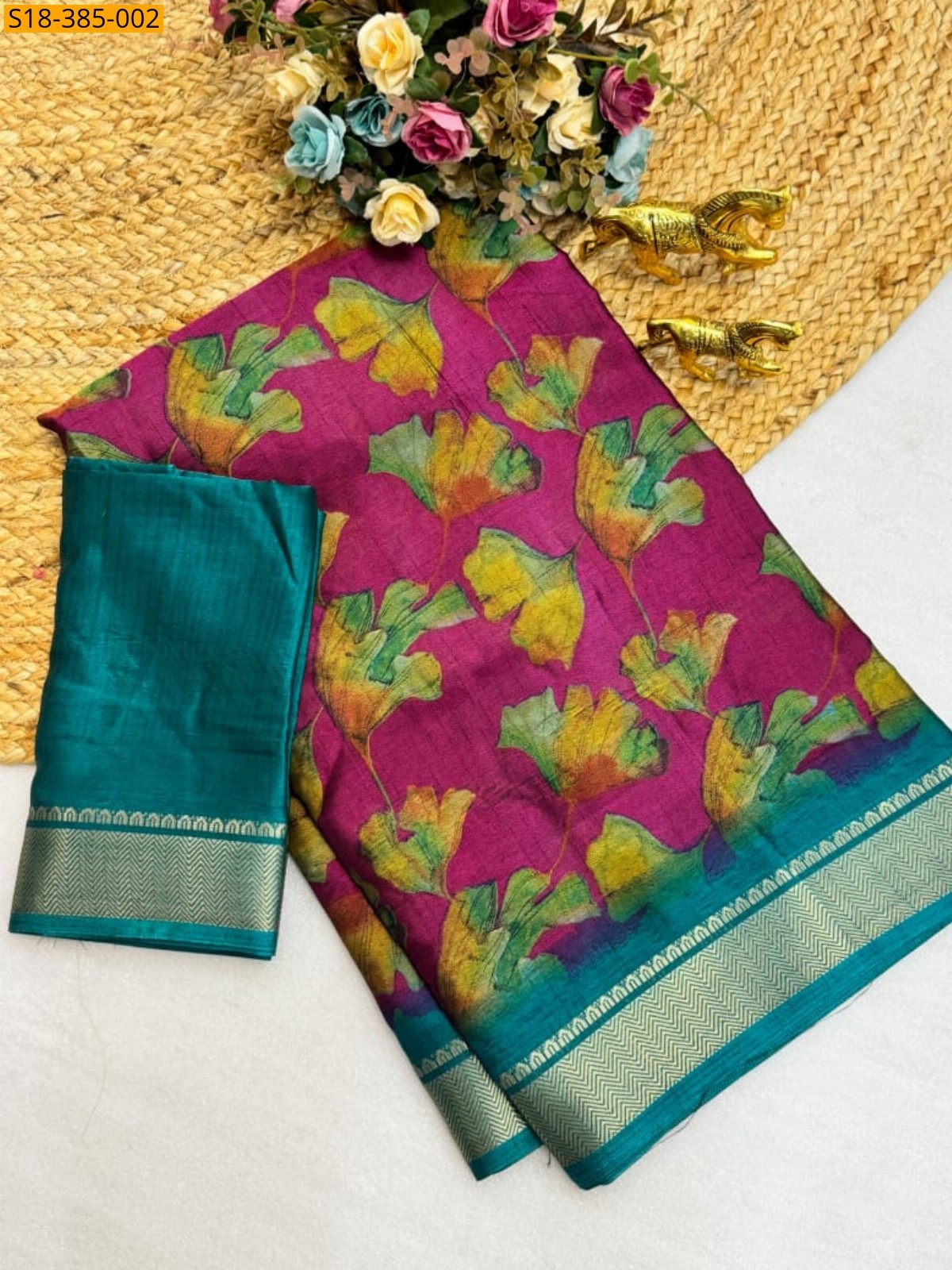 Pink Fancy Bleck Dola Silk Saree