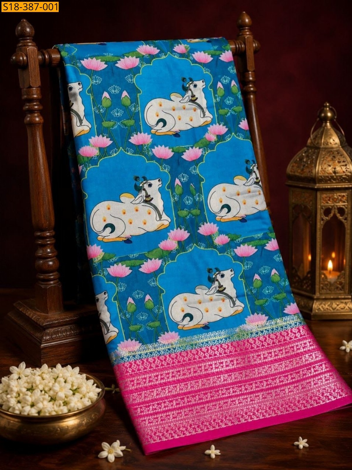 Blue Fancy  Semi Crepe Mysore Silk Saree
