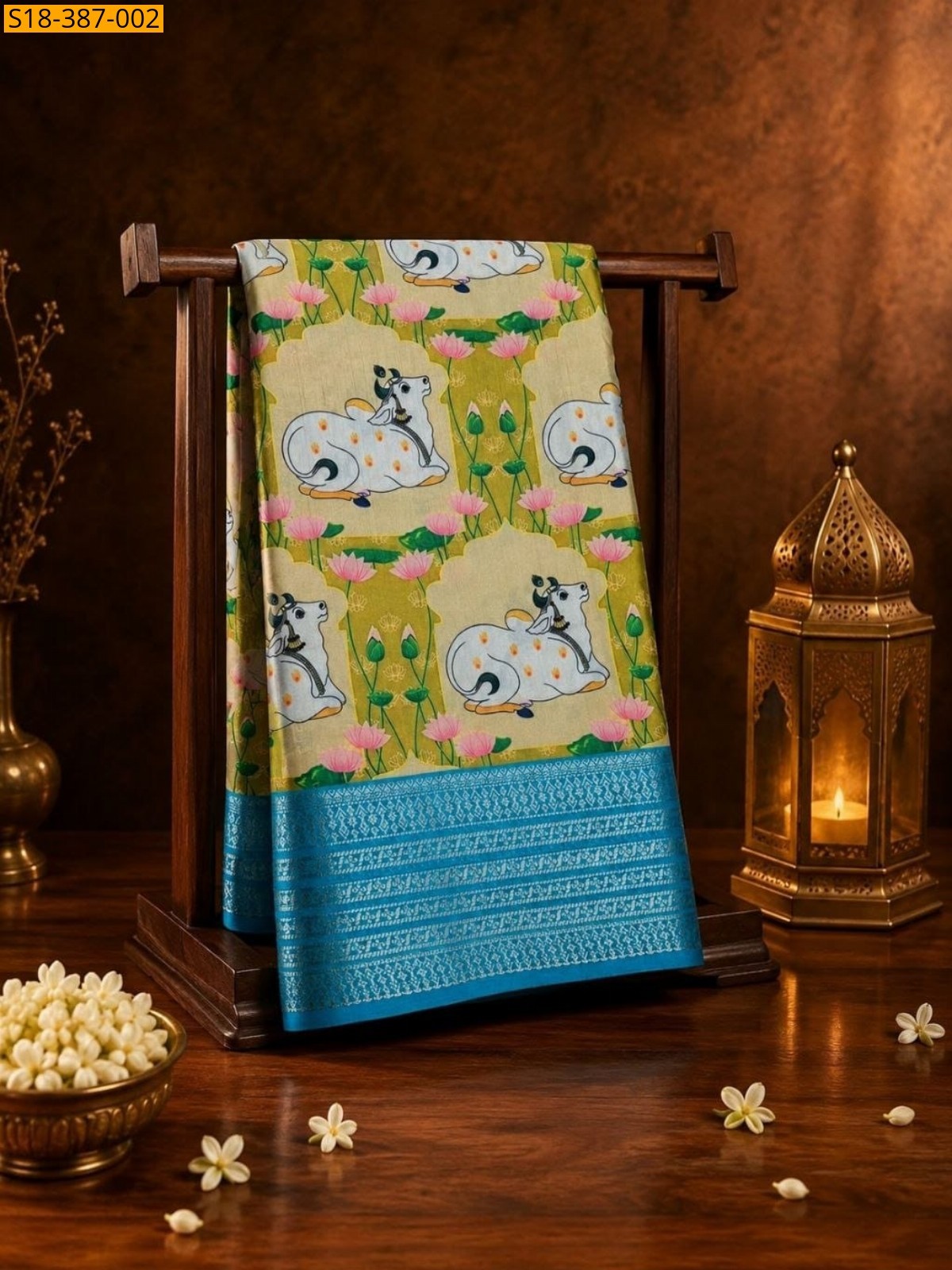 Lime Green Fancy  Semi Crepe Mysore Silk Saree