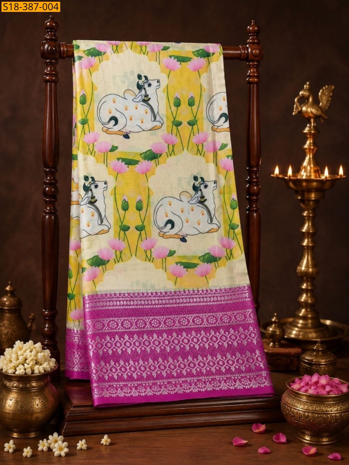 Lime Green Fancy  Semi Crepe Mysore Silk Saree