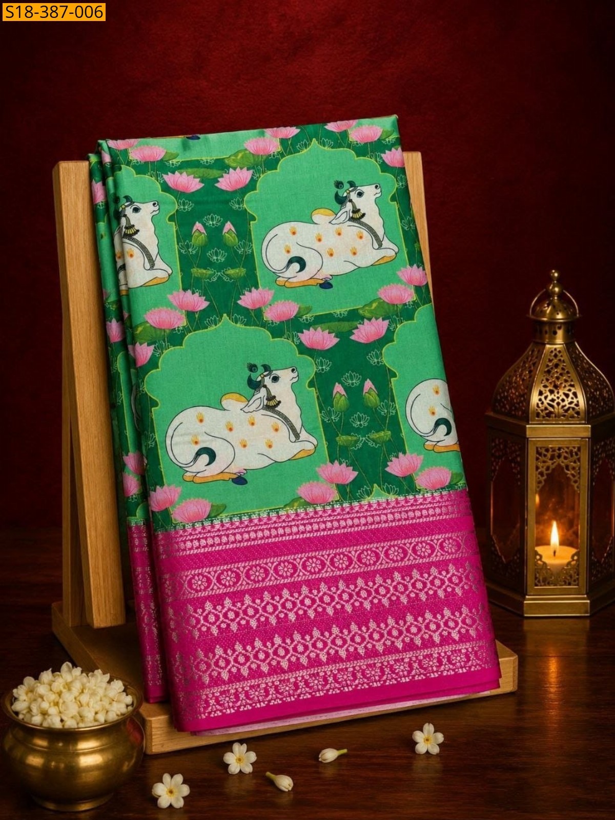 Green Fancy  Semi Crepe Mysore Silk Saree
