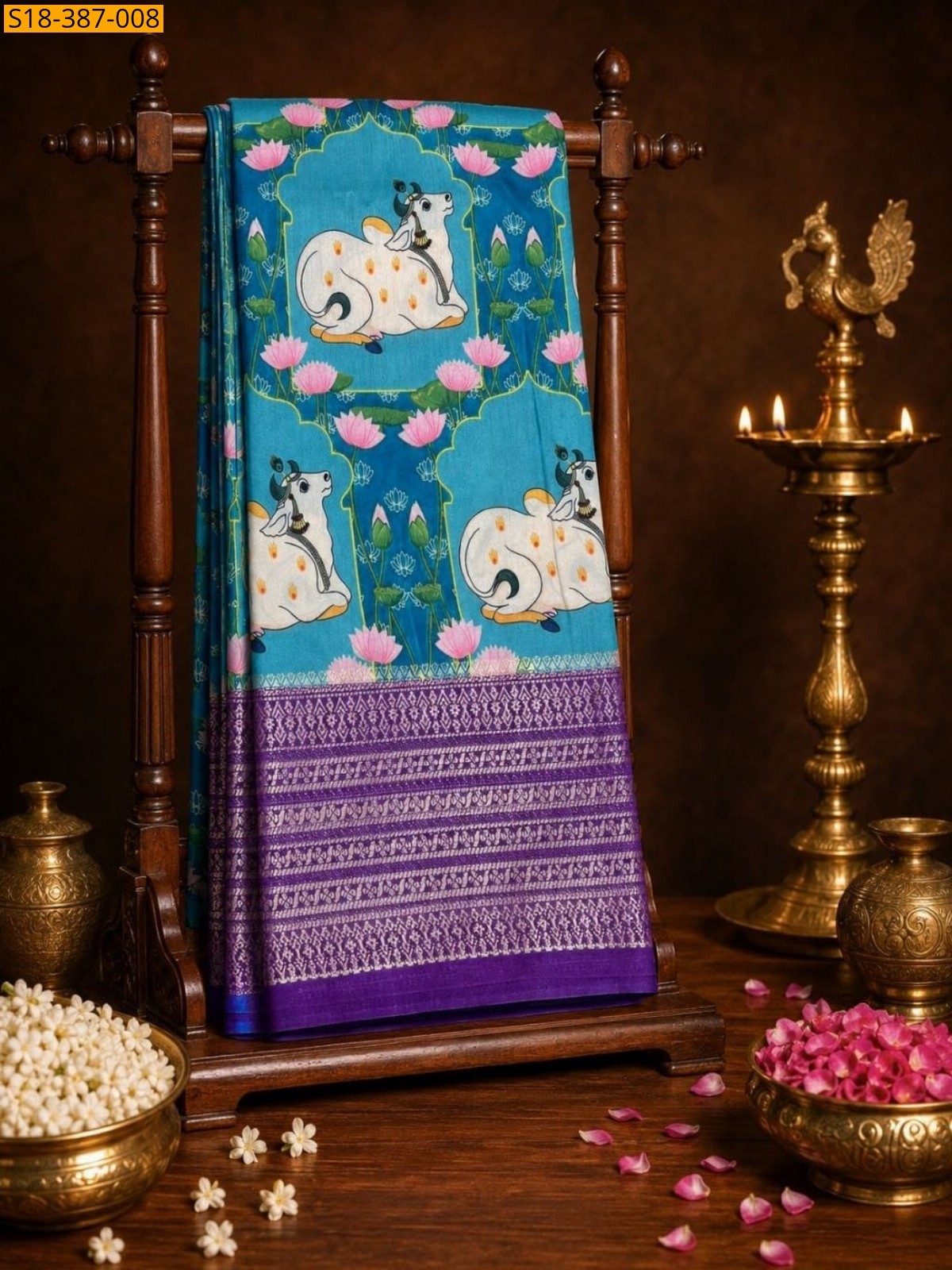 Blue Fancy  Semi Crepe Mysore Silk Saree