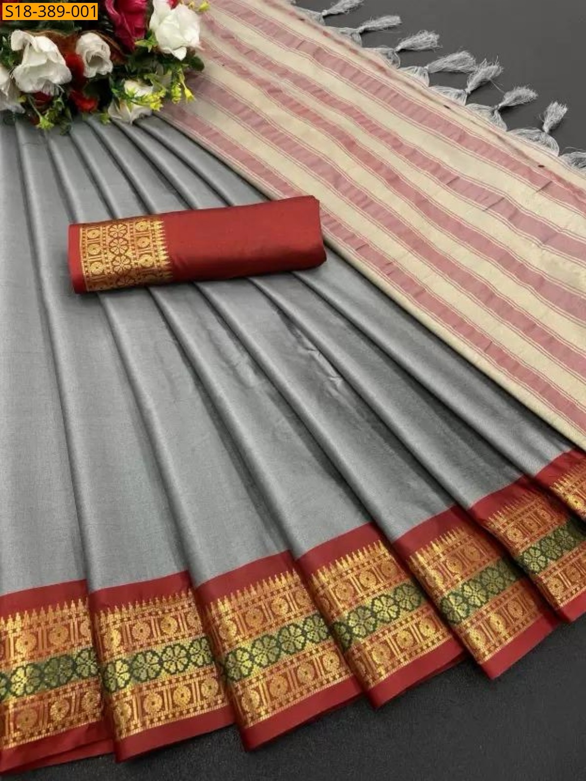 Gray Fancy Aura Silk Saree