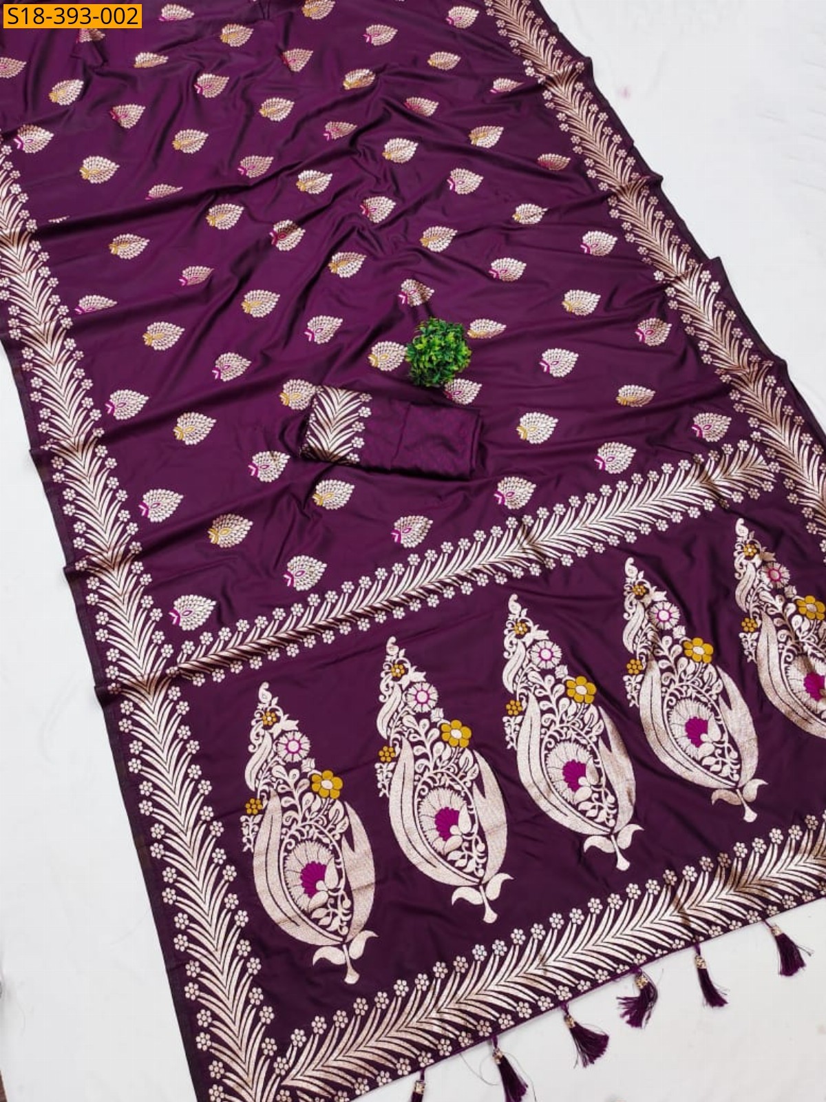 Wine Fancy Banarasi Silk Saree