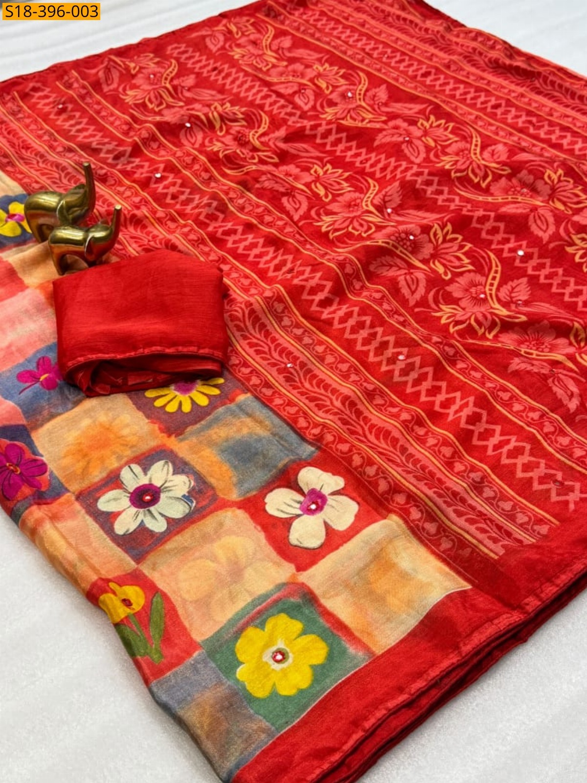 Orange Fancy Chiffon Saree
