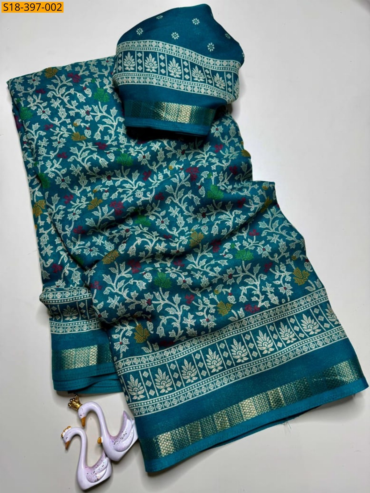 Teal Blue Fancy Soft Marshmallow Saree