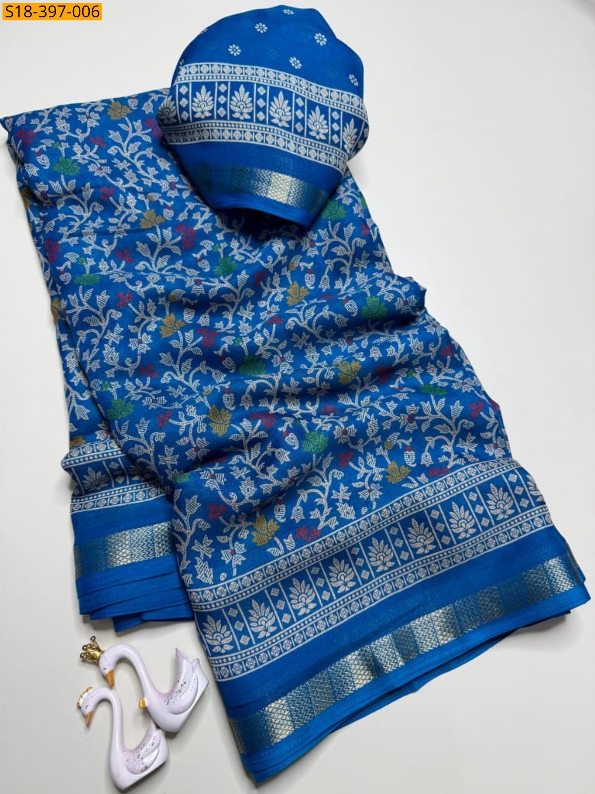 Blue Fancy Soft Marshmallow Saree